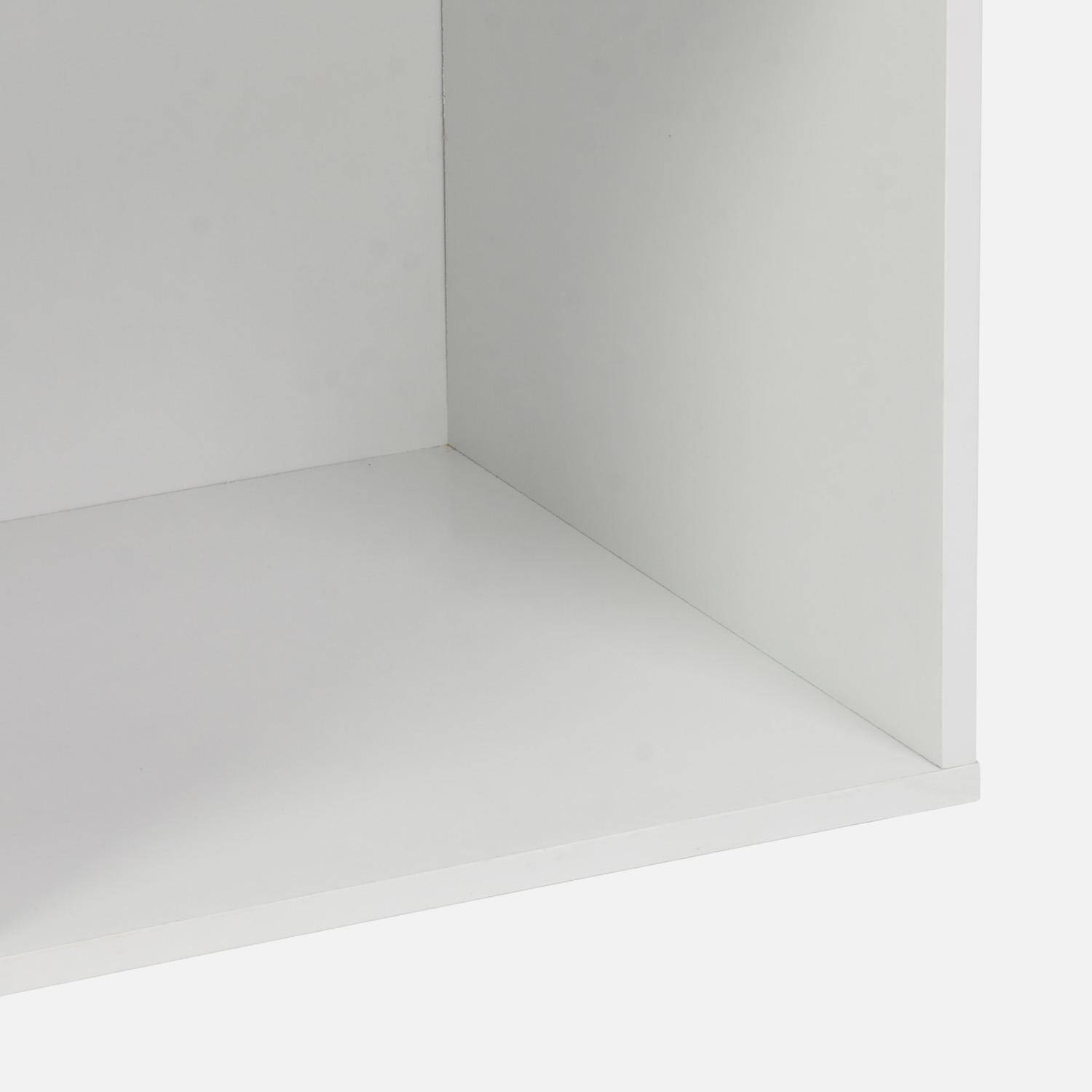 Etagère, bibliothèque, module de rangement décor bois blanc 4 compartiments L 70 x P 35 x H 70cm - Kompo,sweeek,Photo5