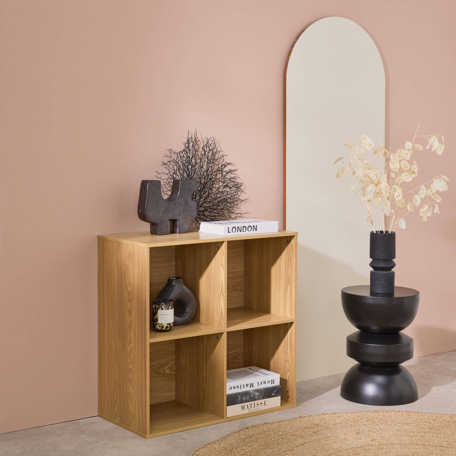 Biblioteca, módulo de armazenamento de 4 compartimentos, Kompo, Carvalho, 70x35x70 cm Photo2