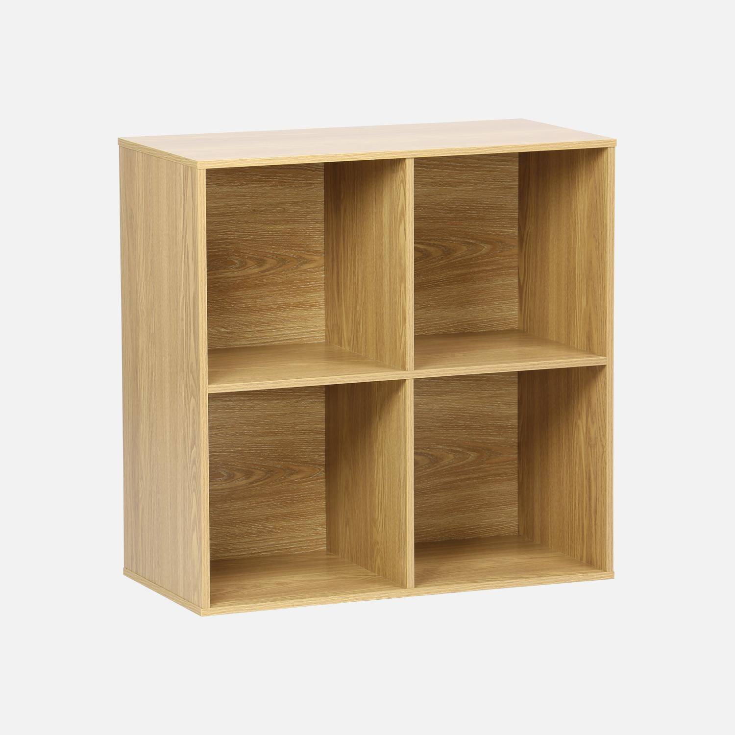Estantería, biblioteca, módulo de almacenamiento, 4 compartimentos, Kompo, Roble, 70x35x70 cm Photo1