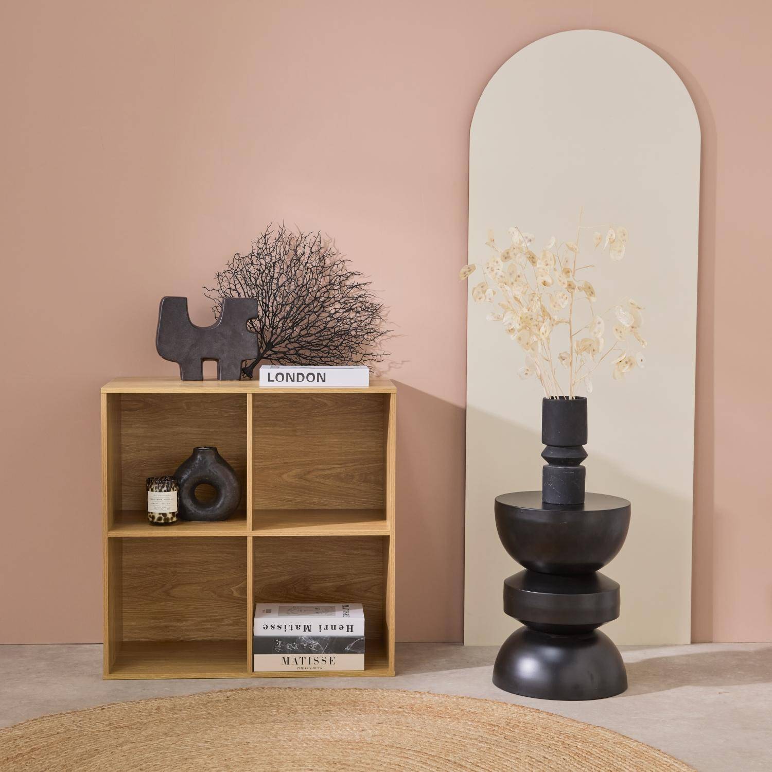 Biblioteca, módulo de armazenamento de 4 compartimentos, Kompo, Carvalho, 70x35x70 cm Photo1