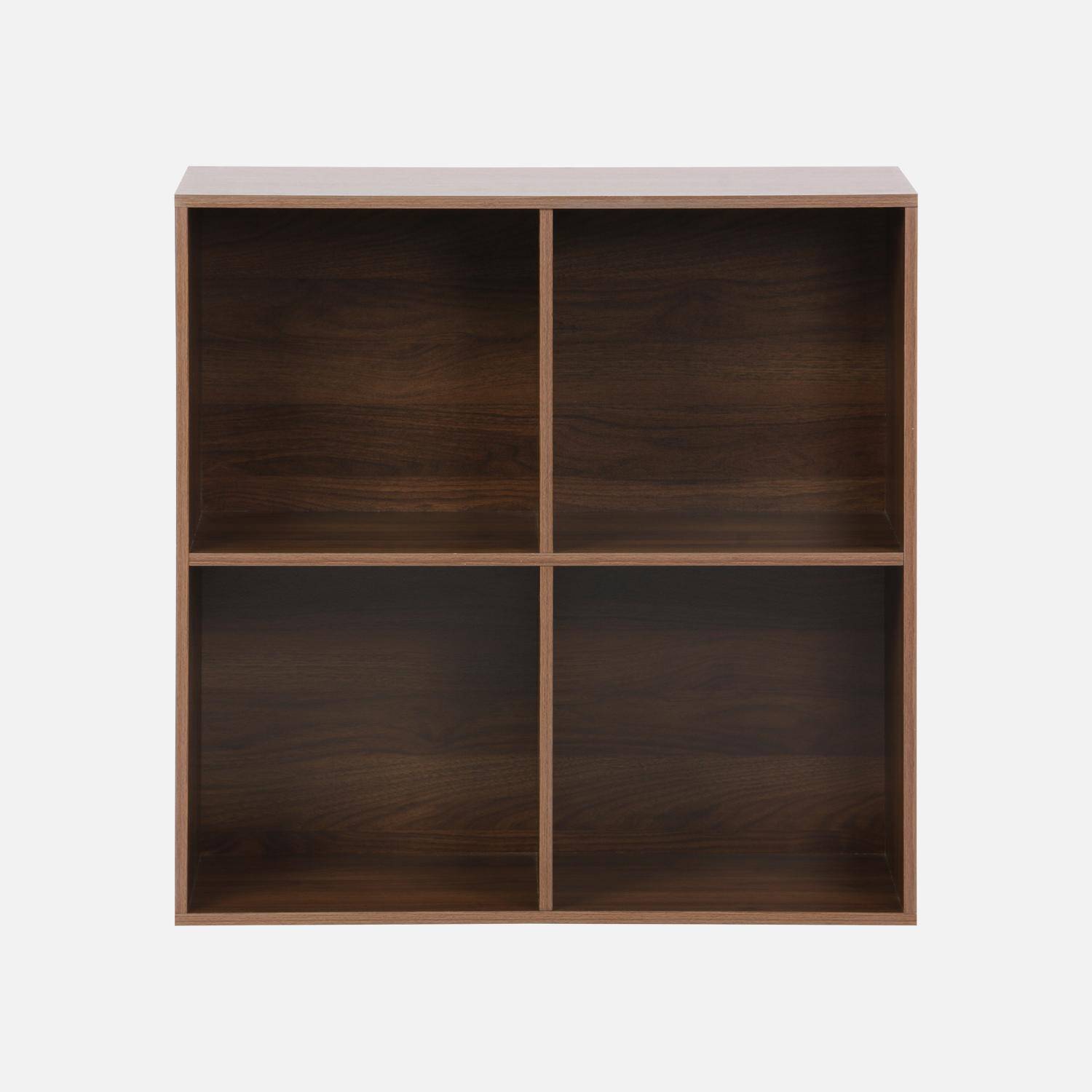 Estantería, biblioteca, módulo de almacenamiento, 4 compartimentos, Kompo, Madera de nogal, 70x35x70 cm Photo2