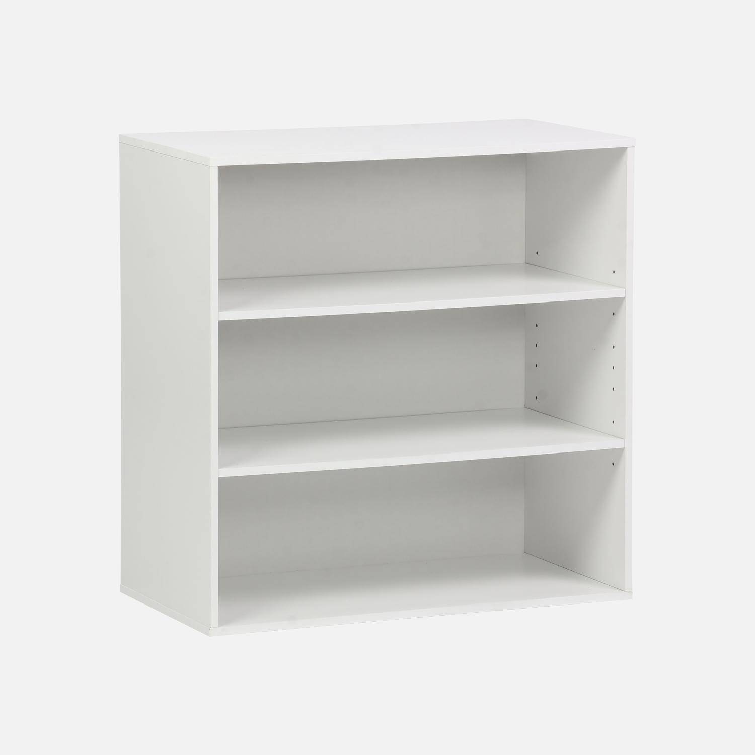 Estantería, biblioteca, módulo de almacenamiento, 3 estantes, Kompo, Blanco, 70x35x70 cm Photo1