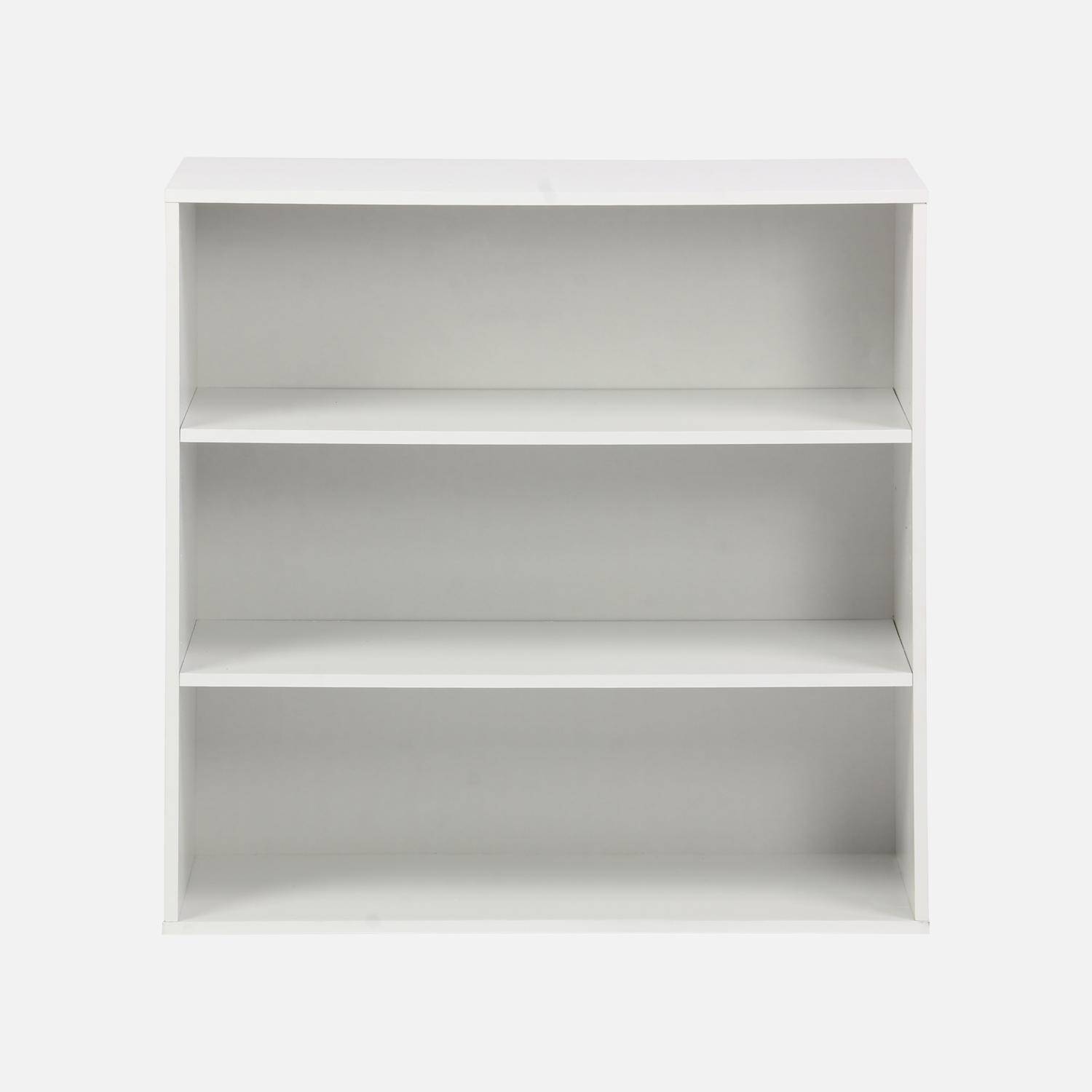 Estantería, biblioteca, módulo de almacenamiento, 3 estantes, Kompo, Blanco, 70x35x70 cm Photo2