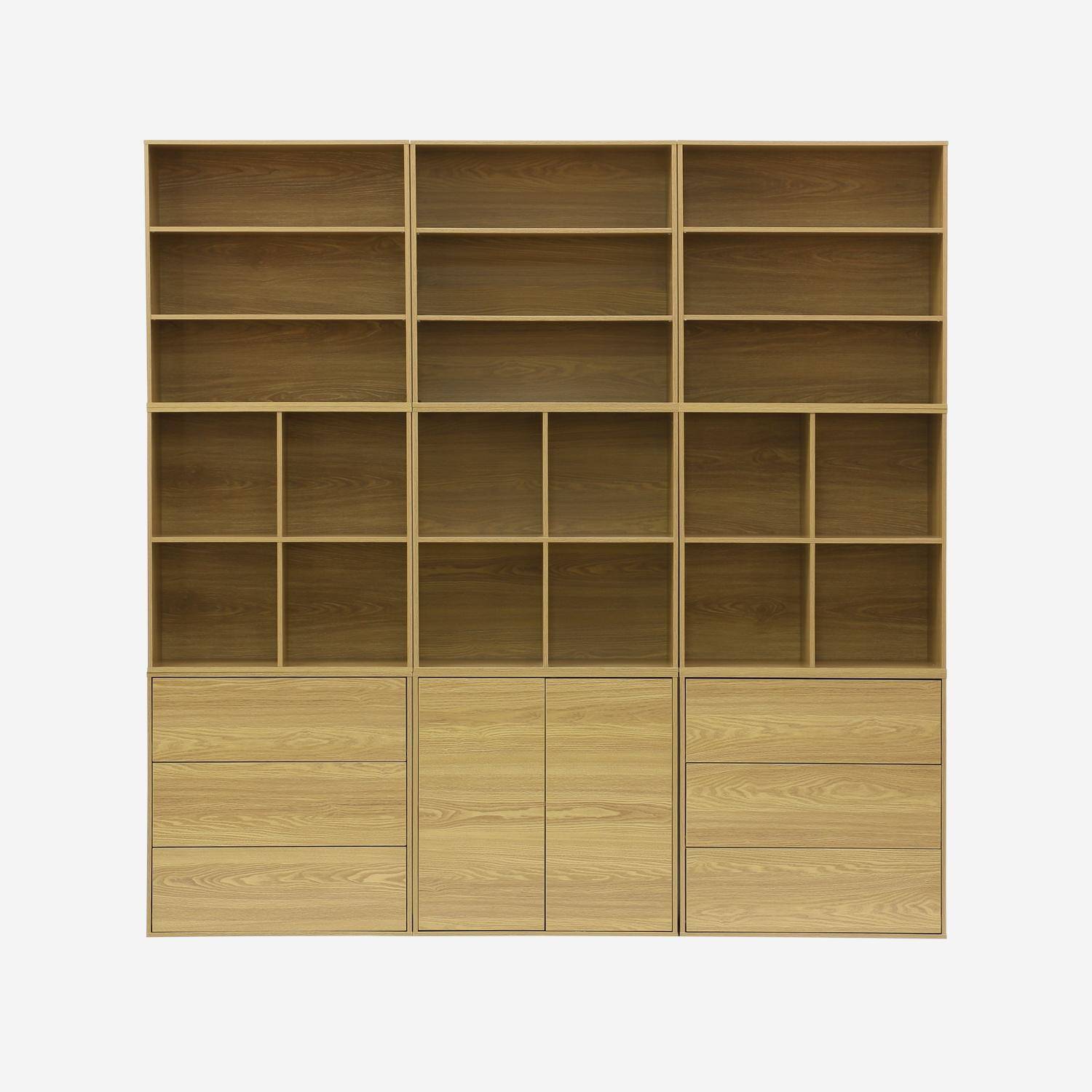 Estante, biblioteca, módulo de armazenamento de 3 prateleiras, Kompo, Carvalho, 70x35x70 cm Photo7