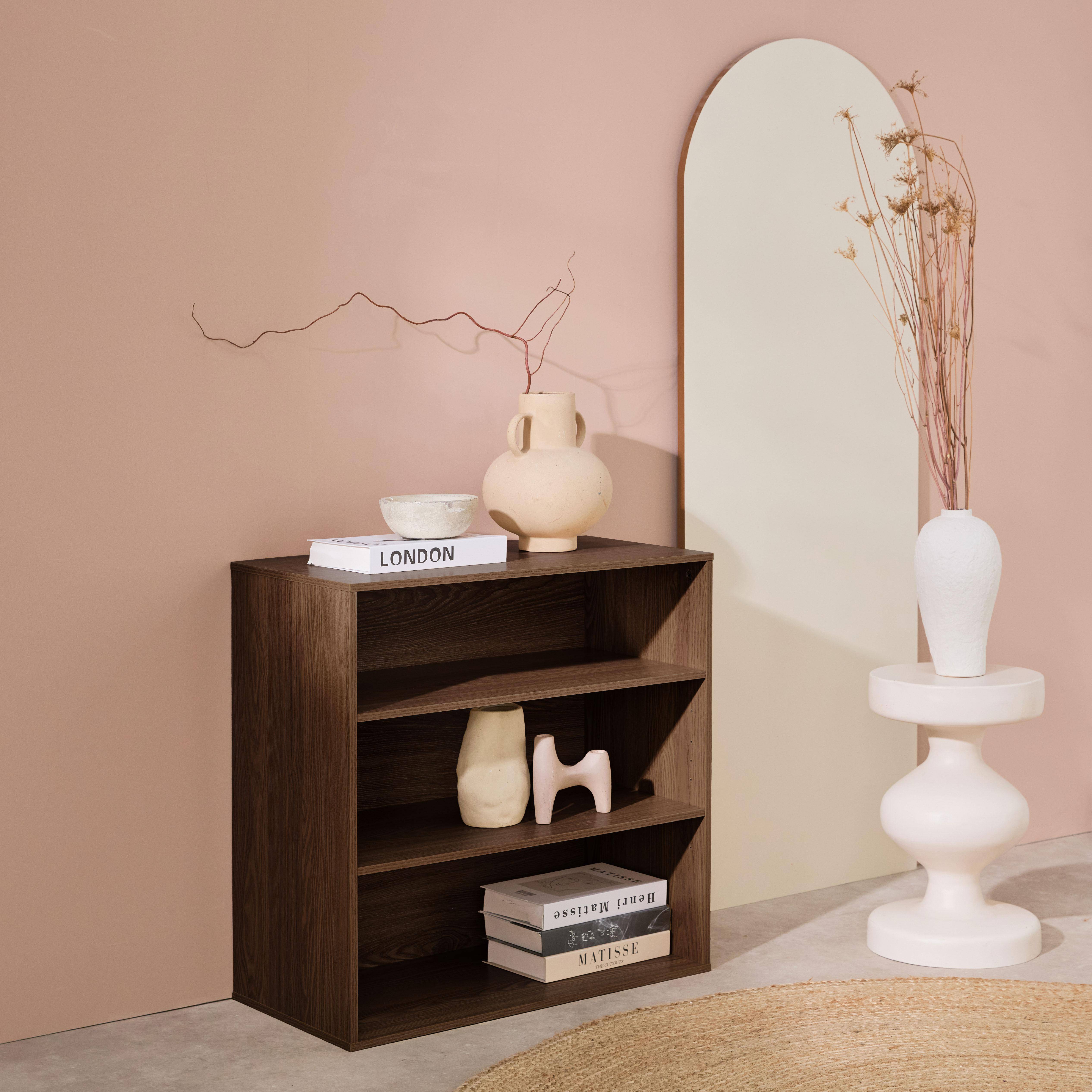 Etagère, bibliothèque, module de rangement décor bois noyer 2 étagères L 70 x P 35 x H 70cm - Kompo Photo1
