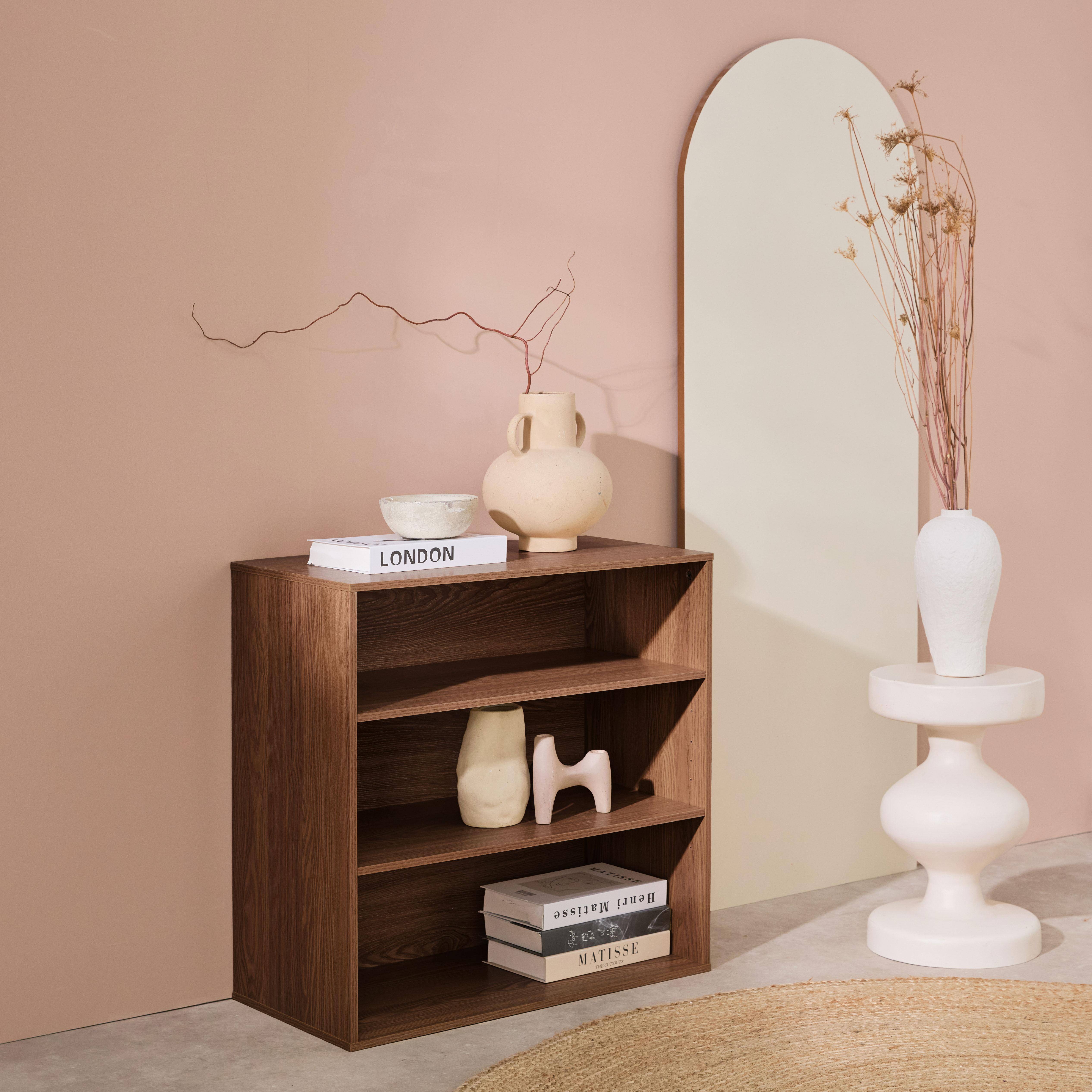 Etagère, bibliothèque, module de rangement décor bois noyer 2 étagères L 70 x P 35 x H 70cm - Kompo Photo2