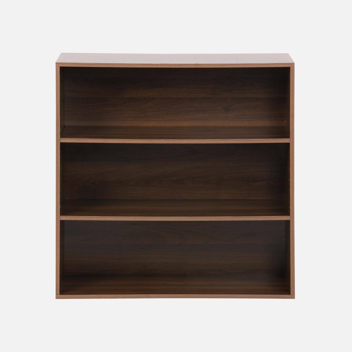 Estantería, biblioteca, módulo de almacenamiento, 3 estantes, Kompo, Madera de nogal, 70x35x70 cm Photo2