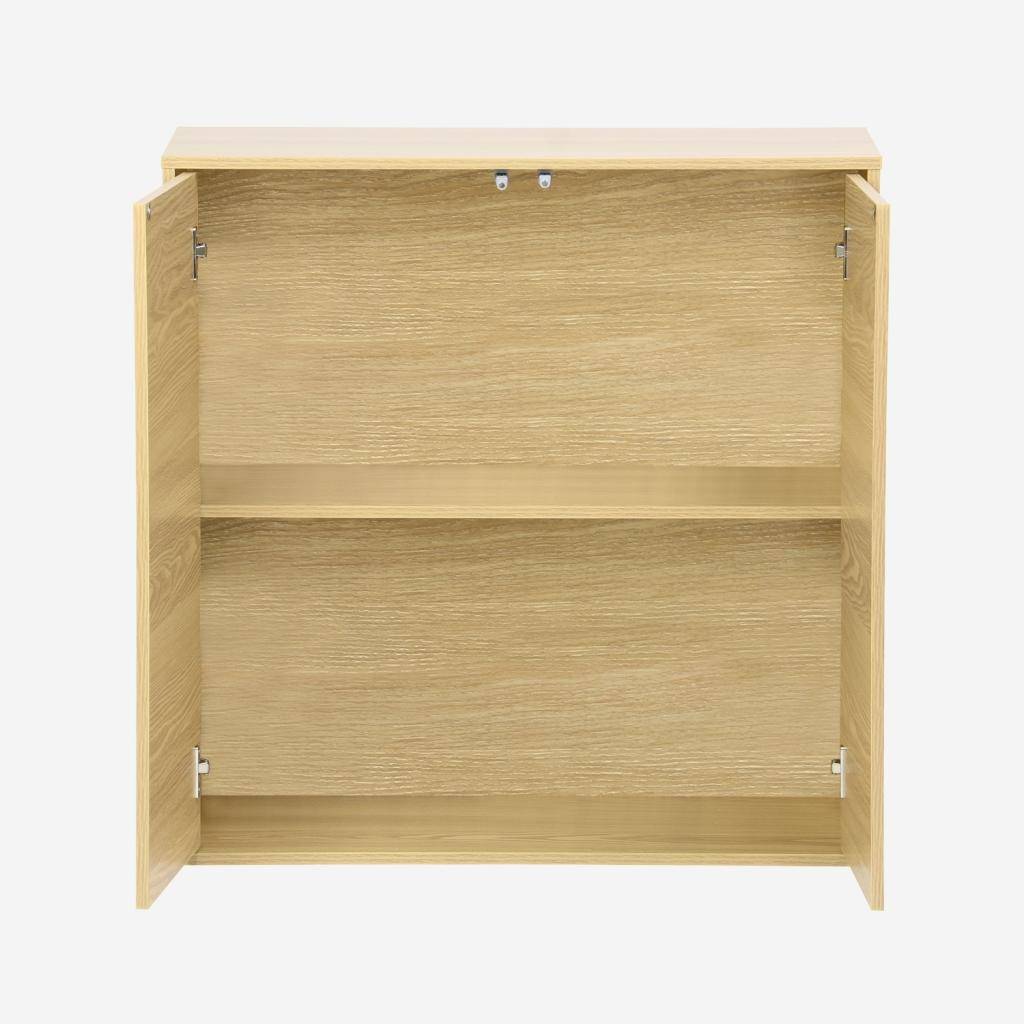 Buffet, module de rangement chêne décor bois 2 portes L 70 x P 35 x H 70 cm - Kompo Photo5