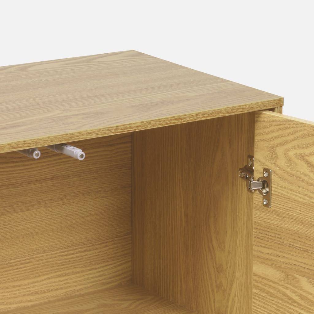 Buffet, module de rangement chêne décor bois 2 portes L 70 x P 35 x H 70 cm - Kompo Photo7