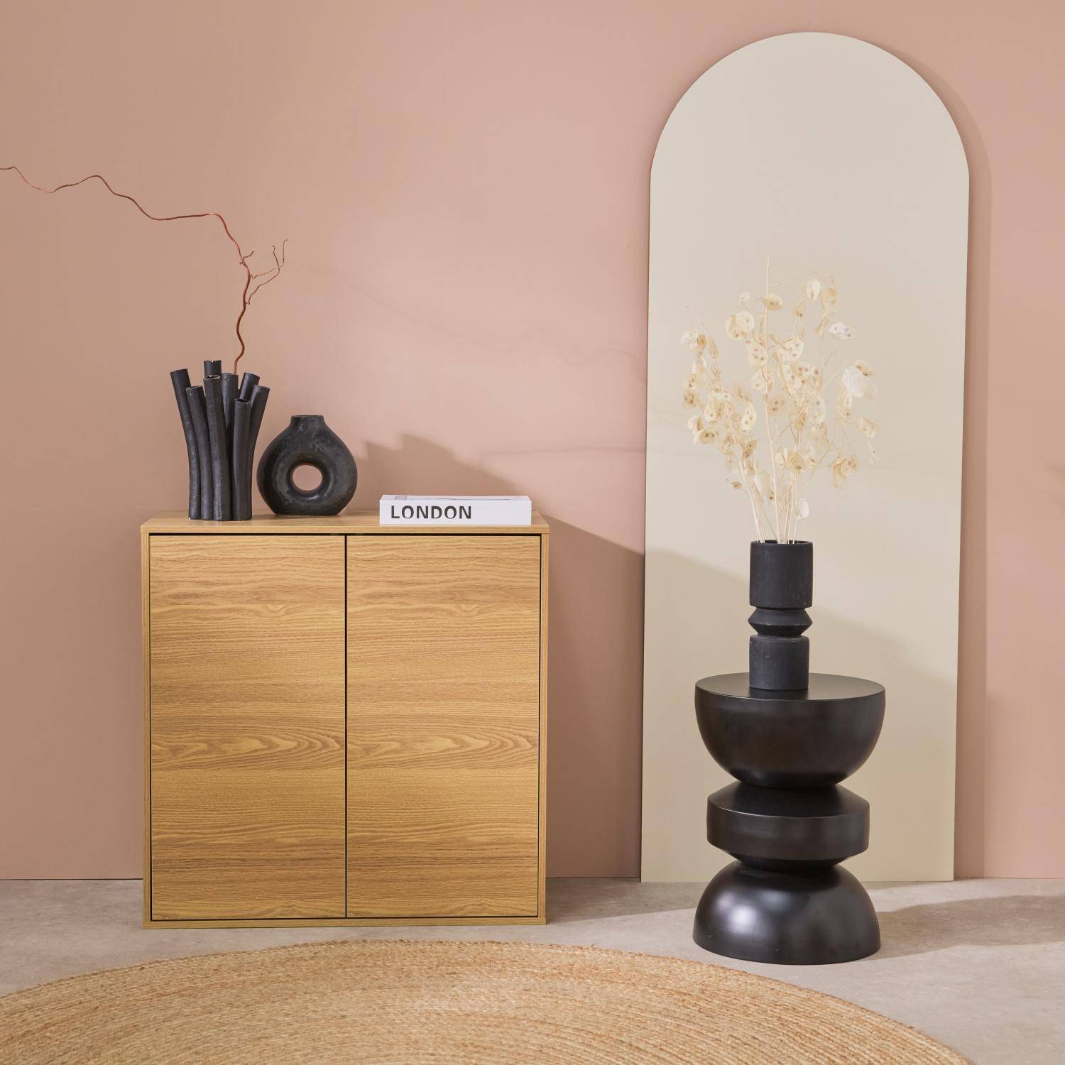 Schrank Aufbewahrungsmodul eichenfarbenes Holzdekor 2 Türen B 70 x T 35 x H 70 cm - Kompo,sweeek,Photo1