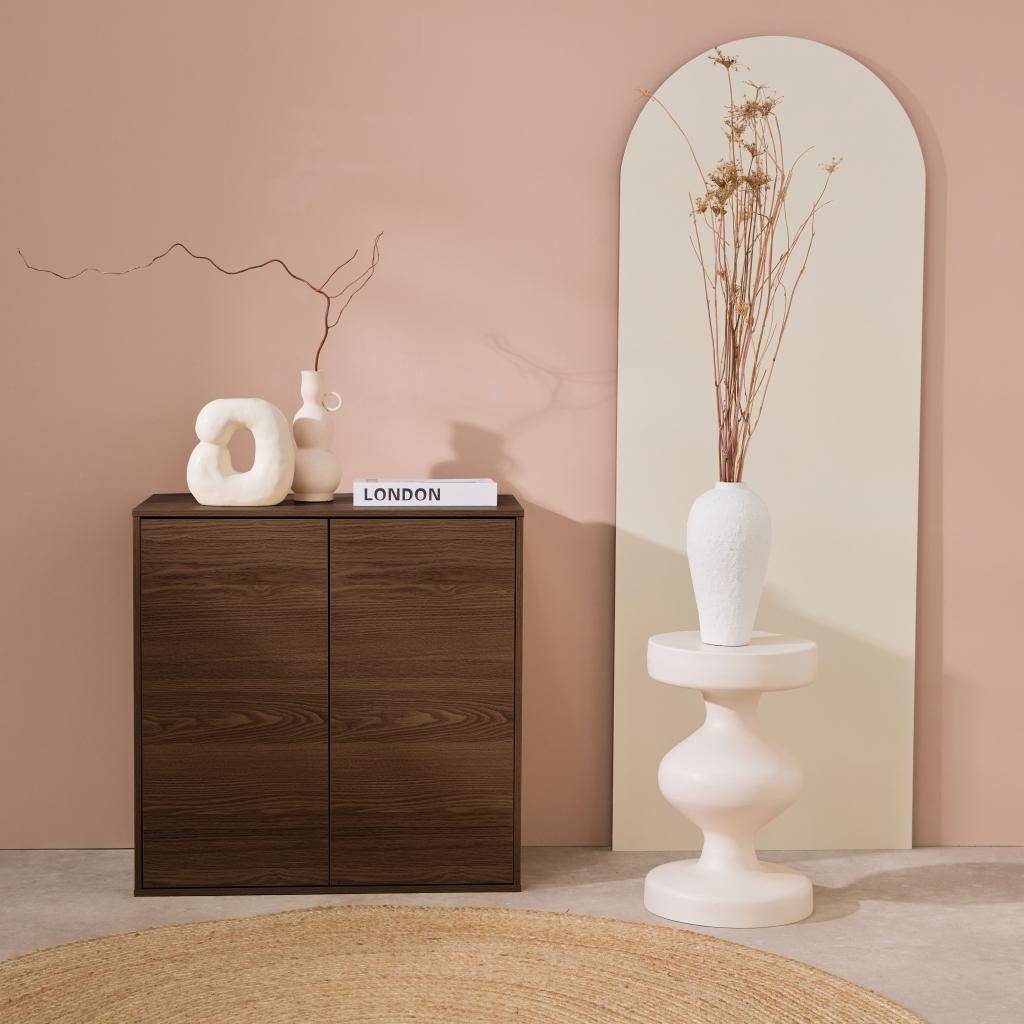 Schrank Aufbewahrungsmodul nussbaumfarbenes Holzdekor 2 Türen B 70 x T 35 x H 70 cm - Kompo Photo3