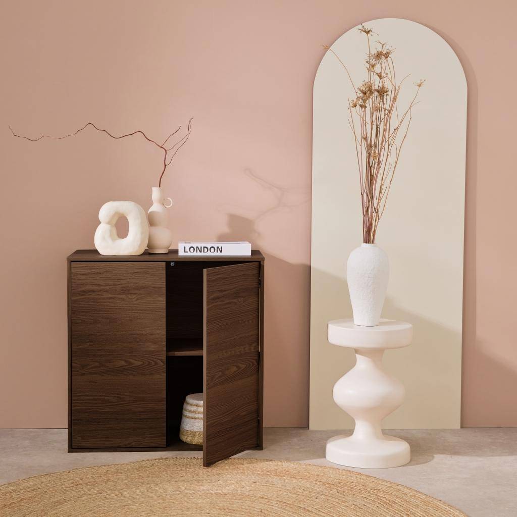 Schrank Aufbewahrungsmodul nussbaumfarbenes Holzdekor 2 Türen B 70 x T 35 x H 70 cm - Kompo Photo2