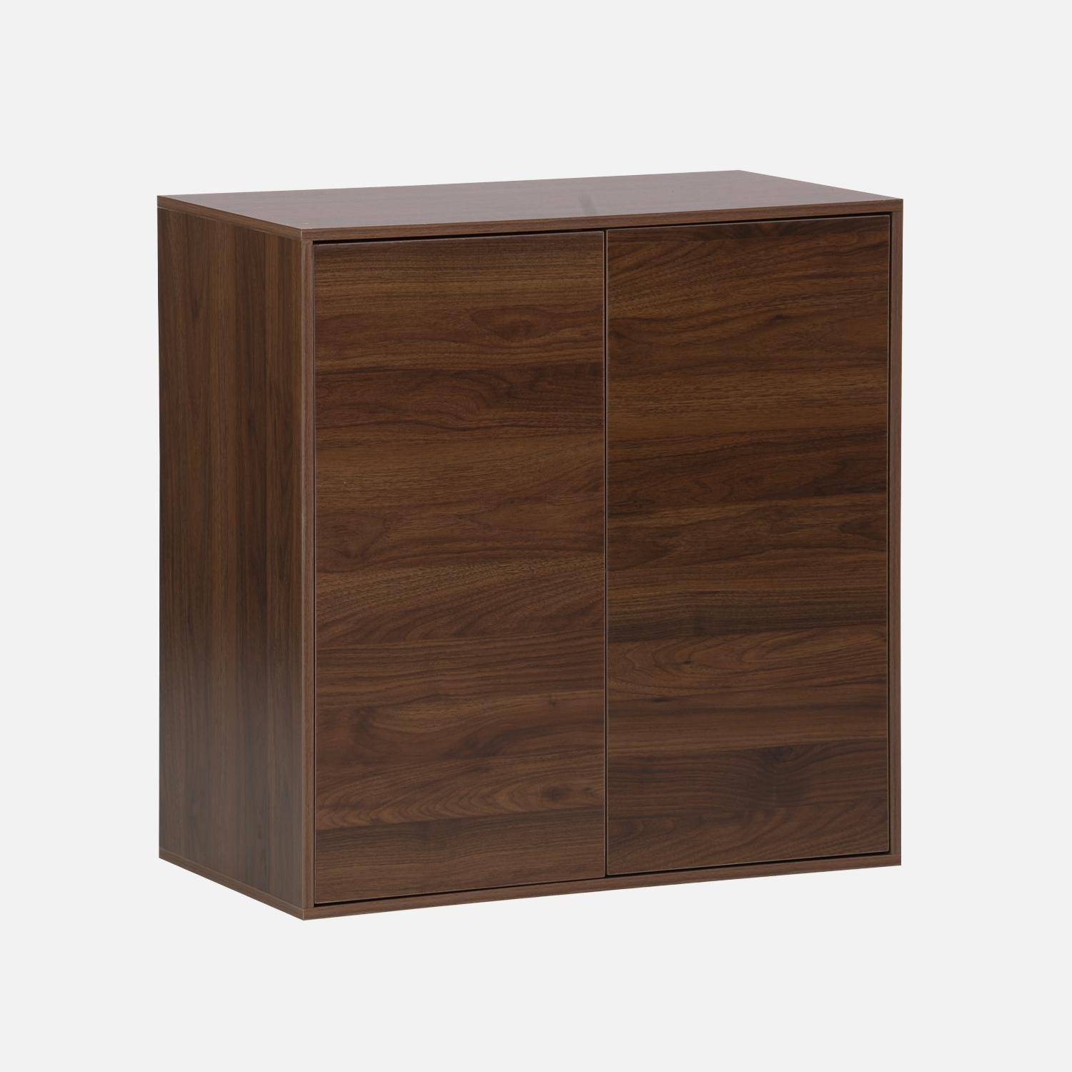 Schrank Aufbewahrungsmodul nussbaumfarbenes Holzdekor 2 Türen B 70 x T 35 x H 70 cm - Kompo,sweeek,Photo4