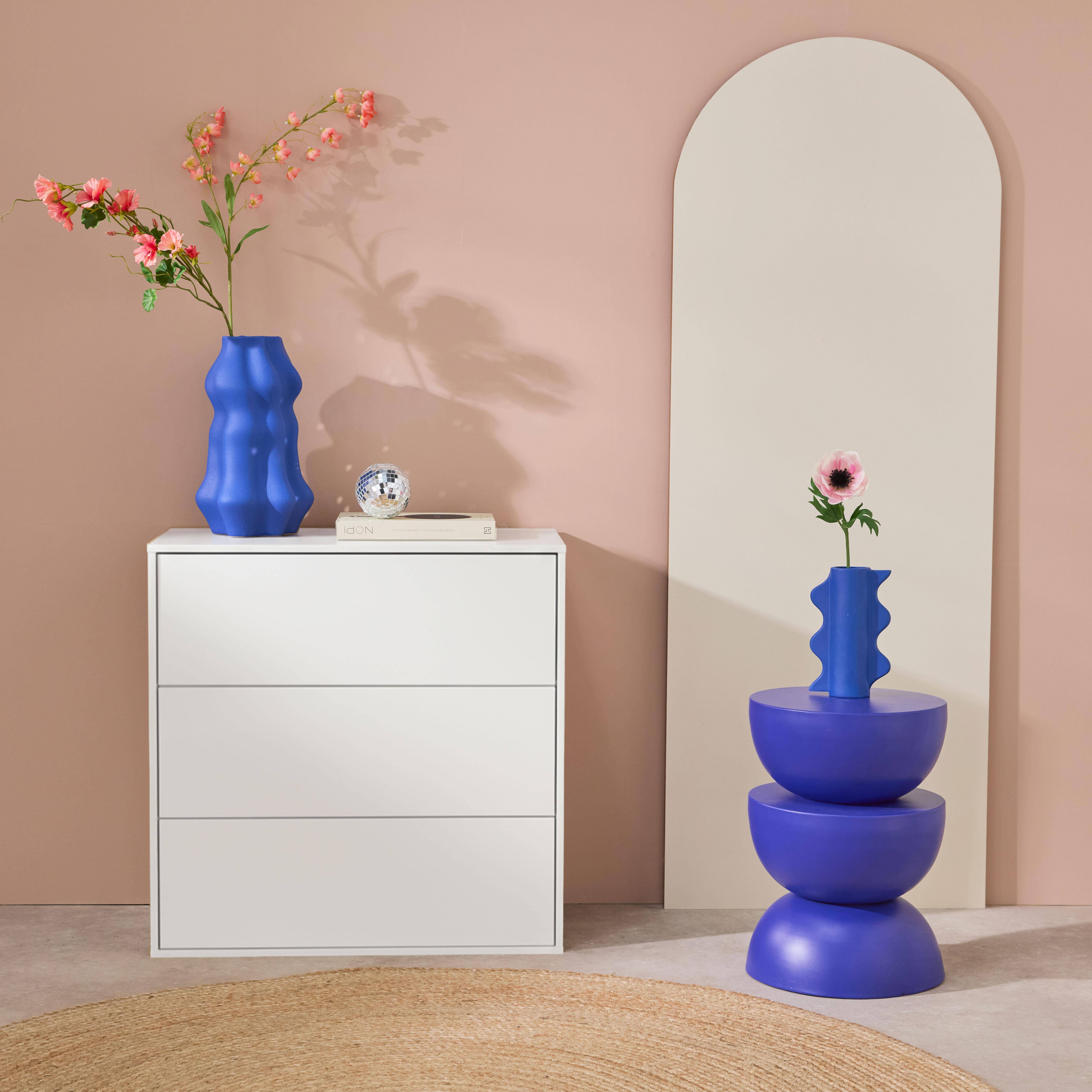 Commode, module de rangement décor bois blanc 3 tiroirs - Kompo Photo1