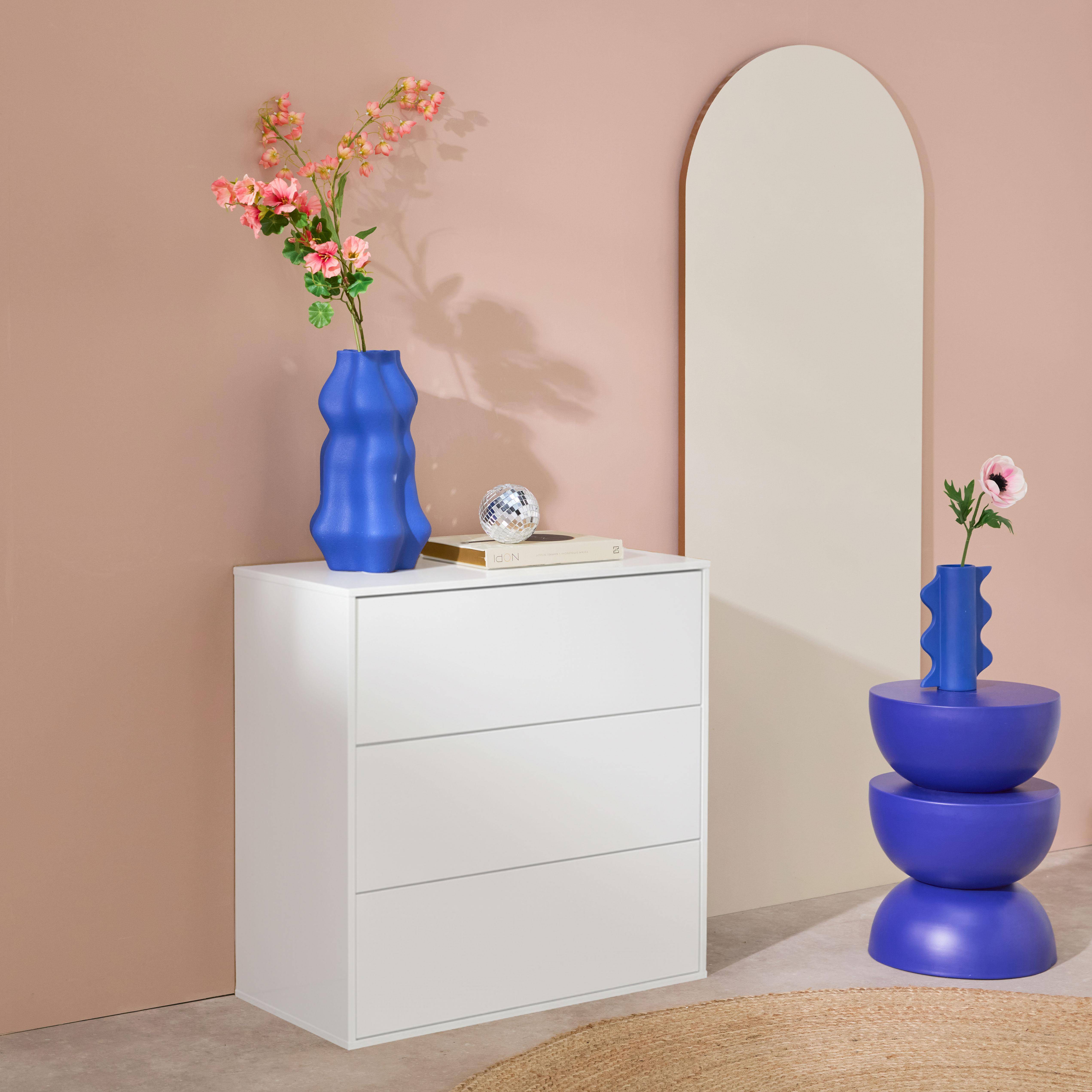 Commode, module de rangement décor bois blanc 3 tiroirs - Kompo Photo2