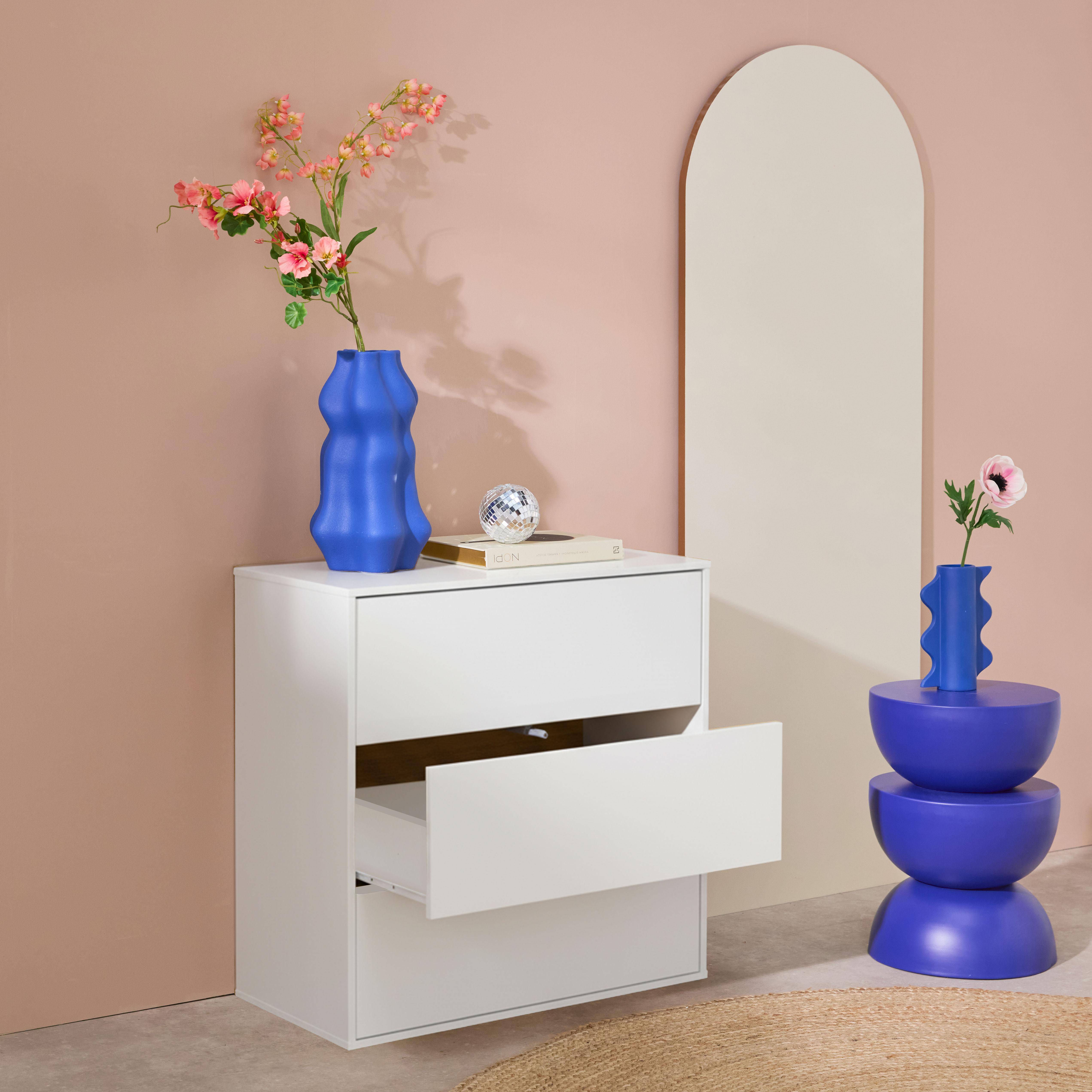 Commode, module de rangement décor bois blanc 3 tiroirs - Kompo,sweeek,Photo3