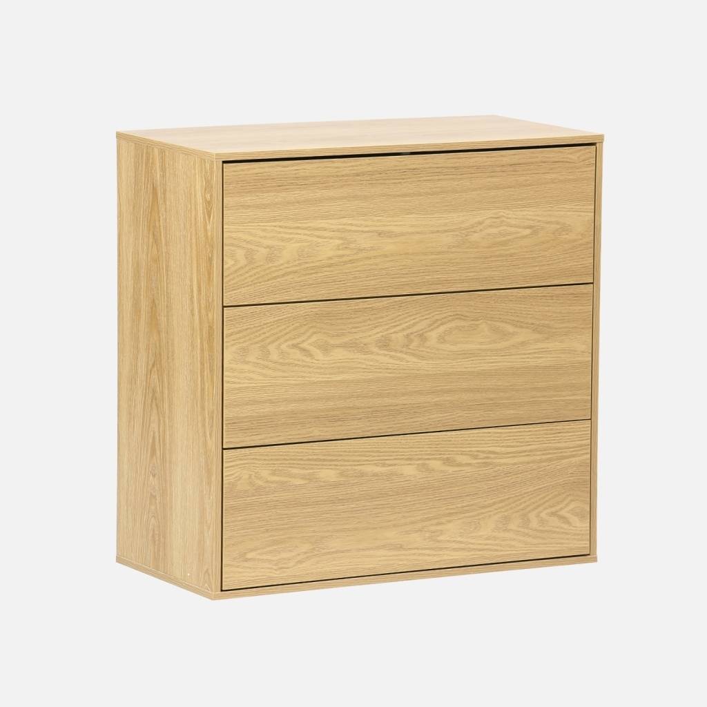 Aufbewahrungsmodul eichenfarbenes Holzdekor 3 Schubladen