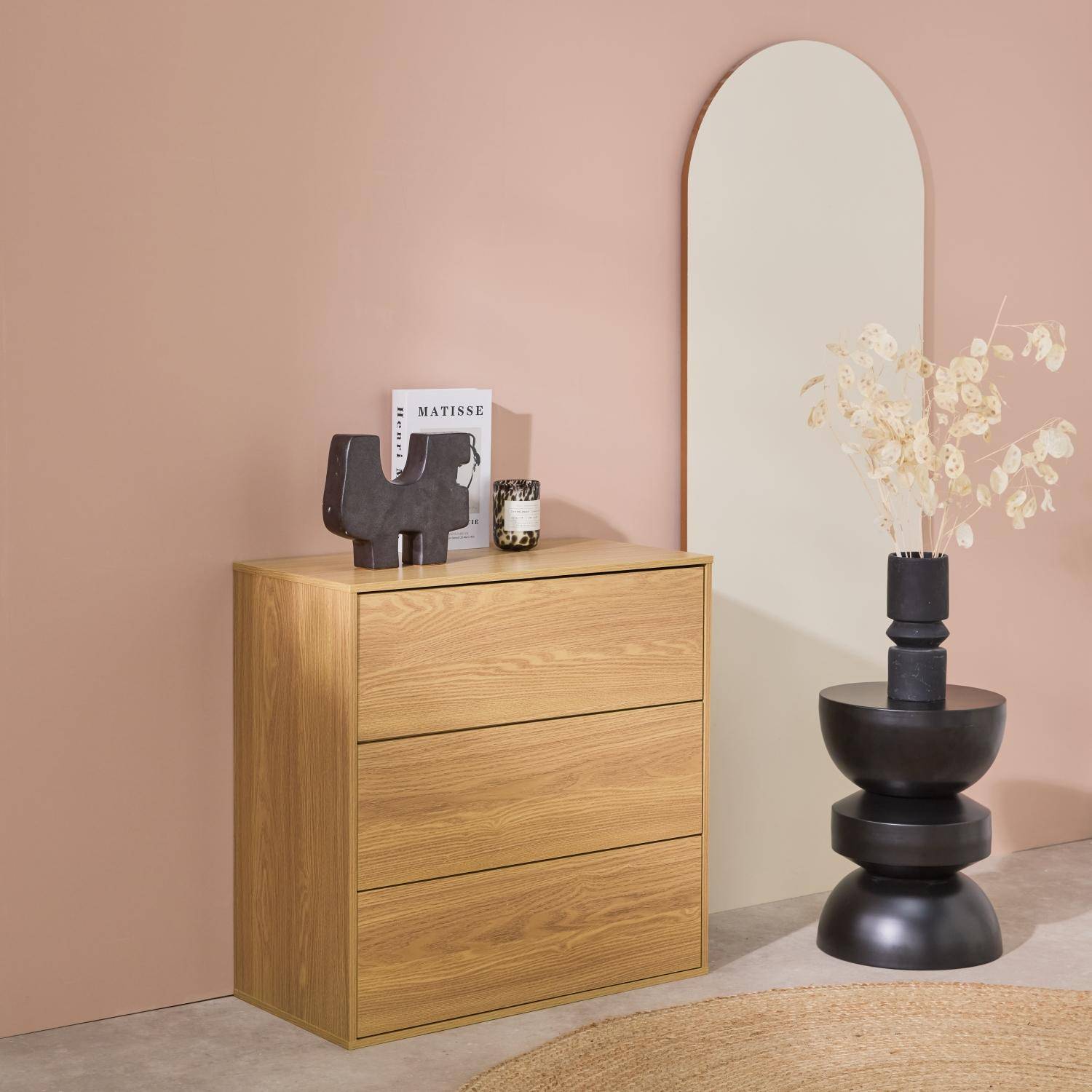 Commode, module de rangement décor bois chêne 3 tiroirs - Kompo,sweeek,Photo2