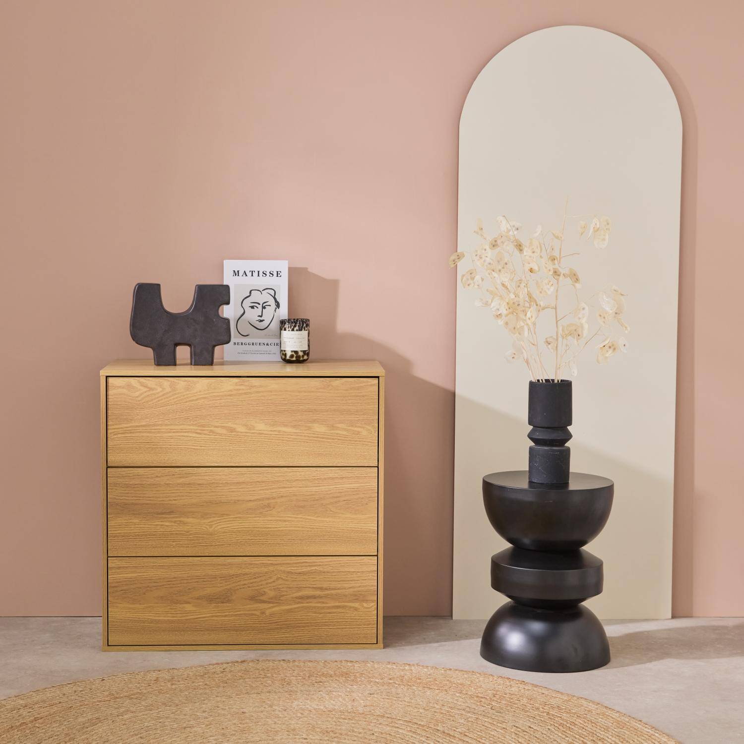 Commode, module de rangement décor bois chêne 3 tiroirs - Kompo Photo1