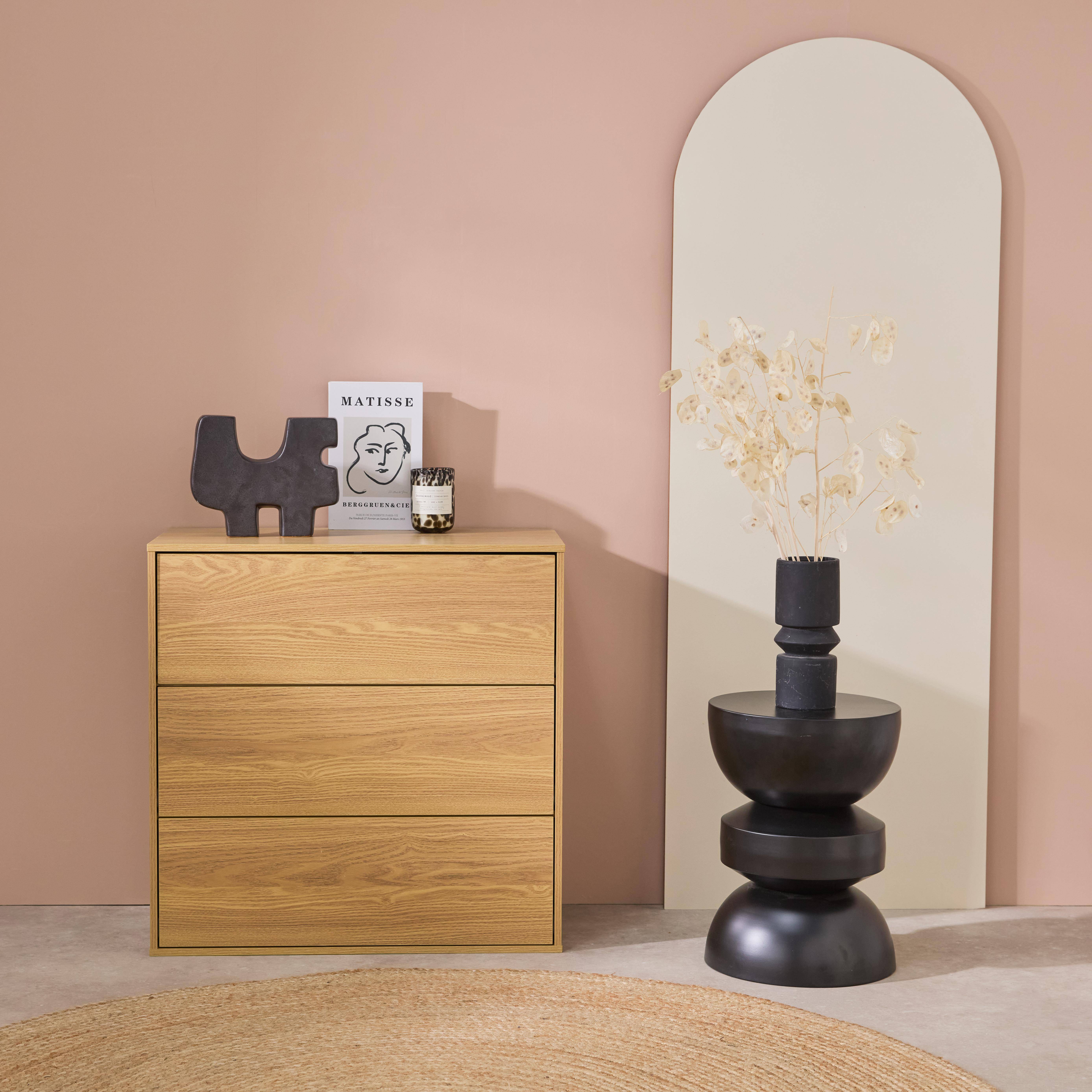Kommode Aufbewahrungsmodul eichenfarbenes Holzdekor 3 Schubladen B 70 x T 35 x H 70 cm - Kompo Photo1