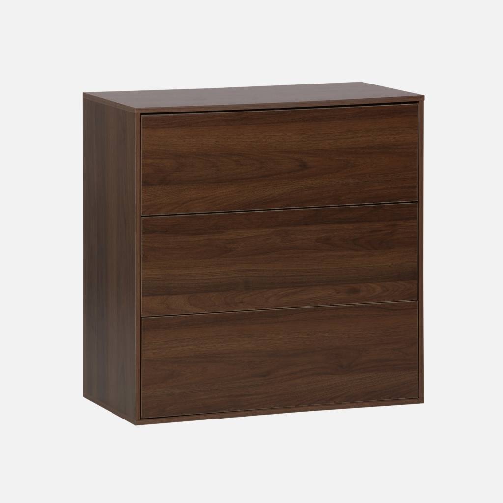 Modulo di stoccaggio decorativo in legno 3 cassetti, Noce