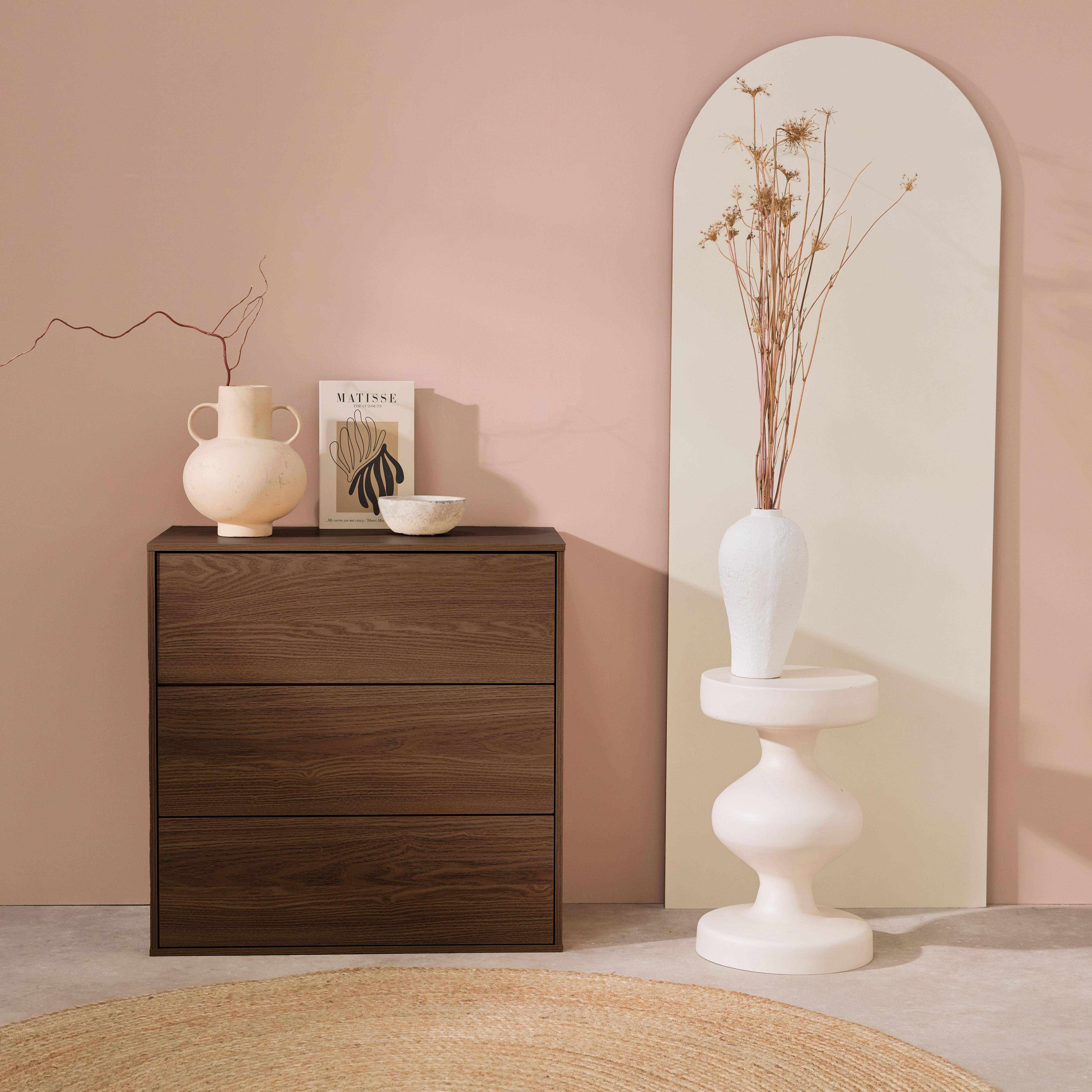 Commode, module de rangement décor bois noyer 3 tiroirs - Kompo,sweeek,Photo3