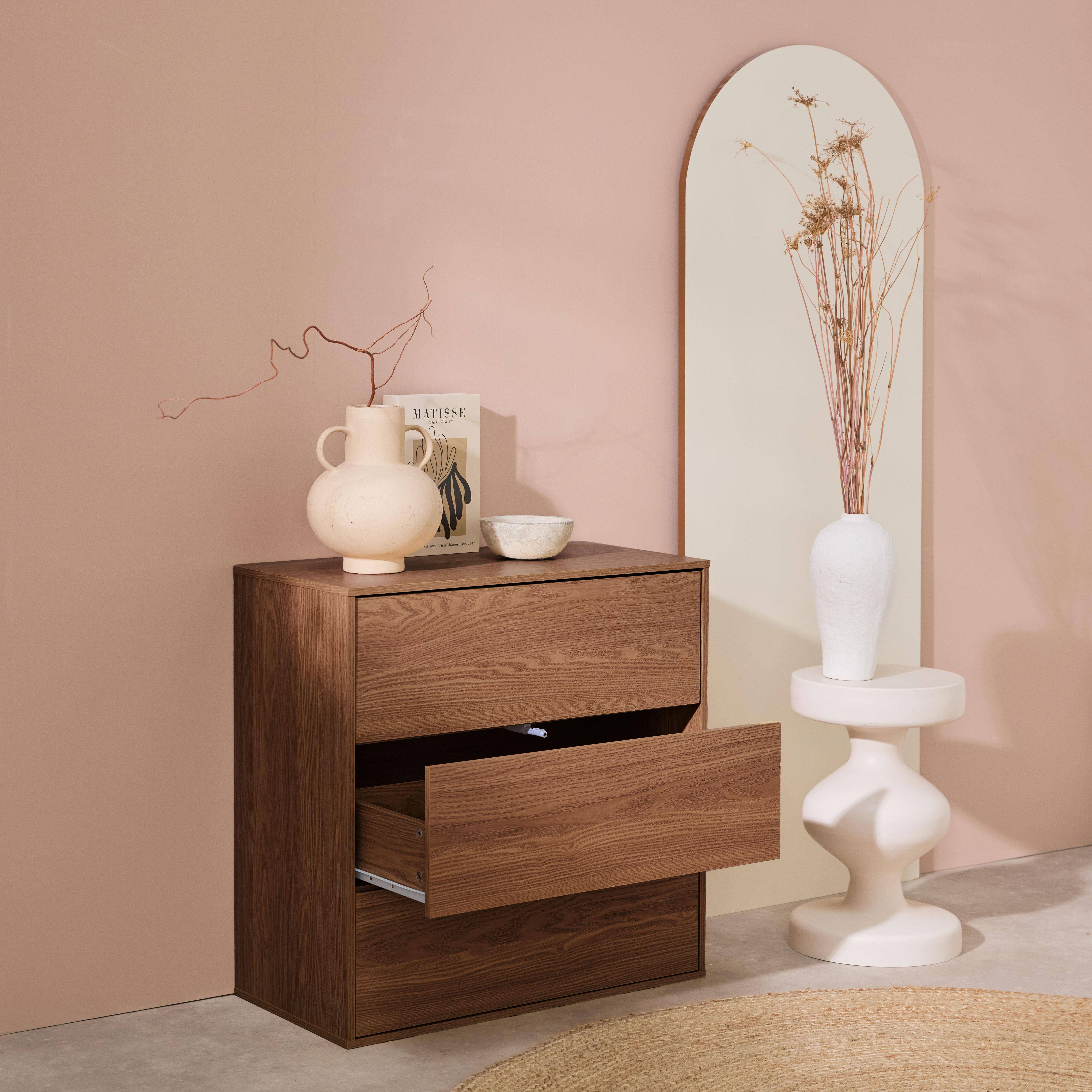 Modulo di stoccaggio decorativo in legno 3 cassetti, Kompo, Marrone, 70x35x70 cm,sweeek,Photo3