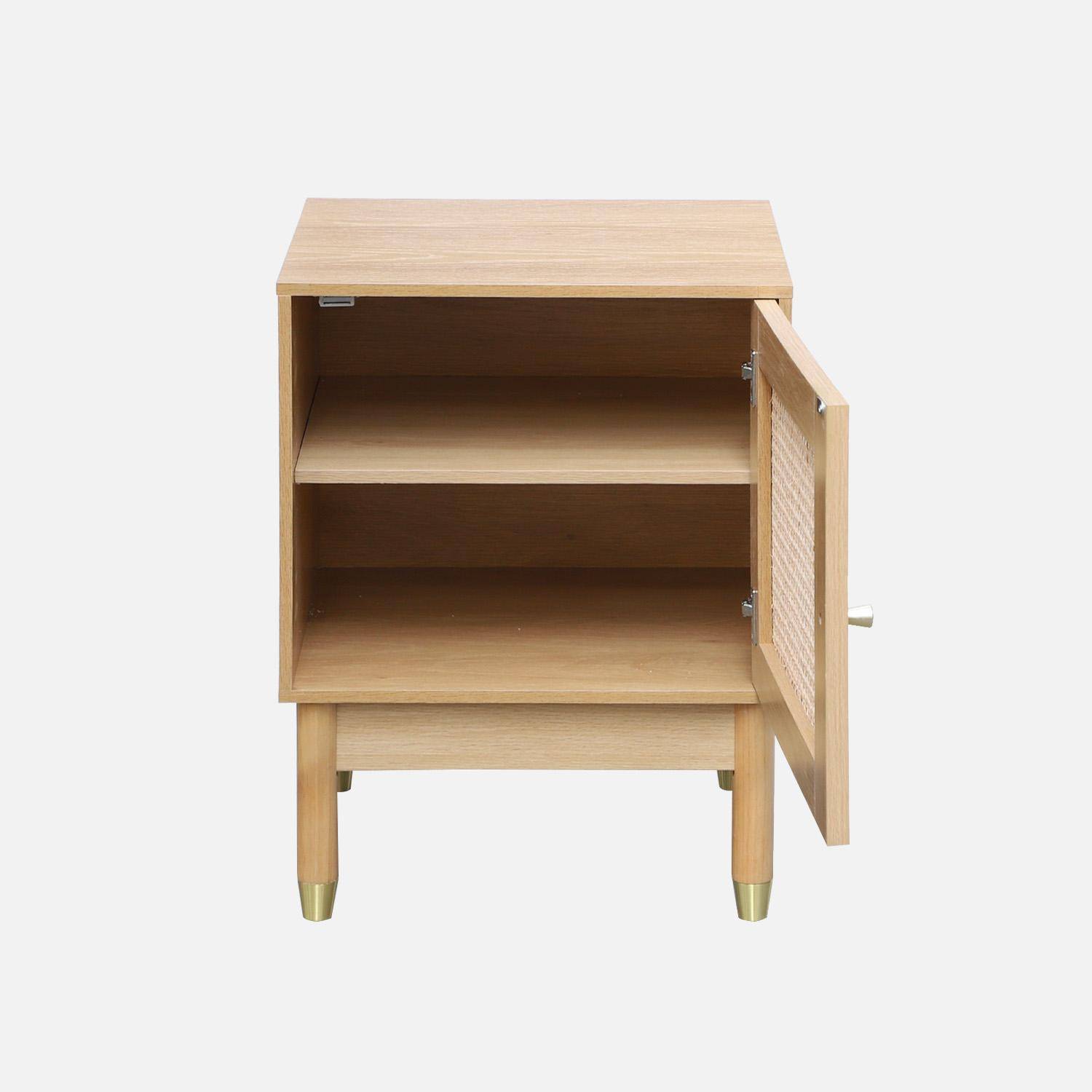 Mesita de madera y caña, 1 puerta, Judith, Natural, 45x40x60 cm Photo5