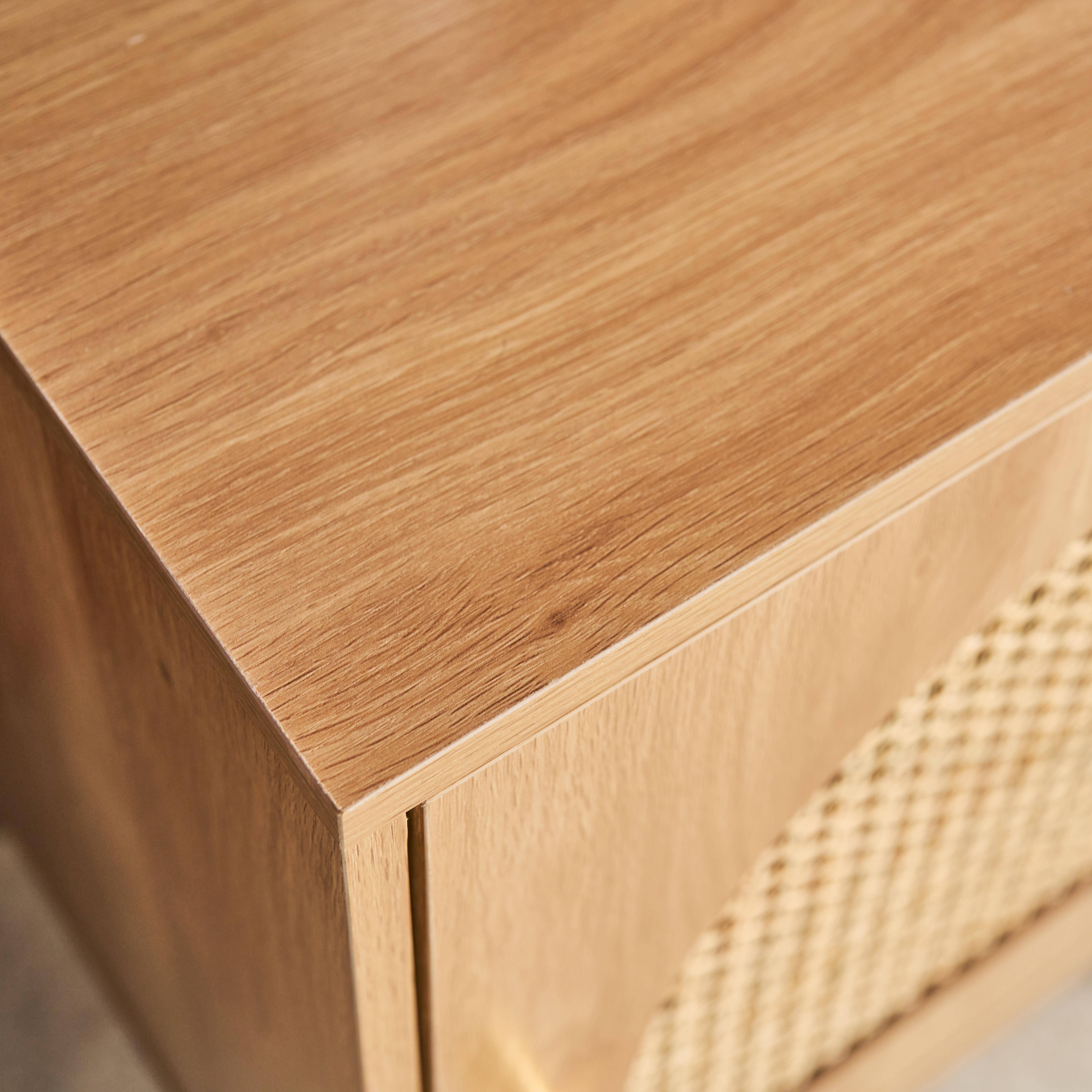 Nachtkastje boheemse stijl houteffect en natuurlijk vlechtwerk 1 deur 45 x 40 x 60 cm - Judith Photo5