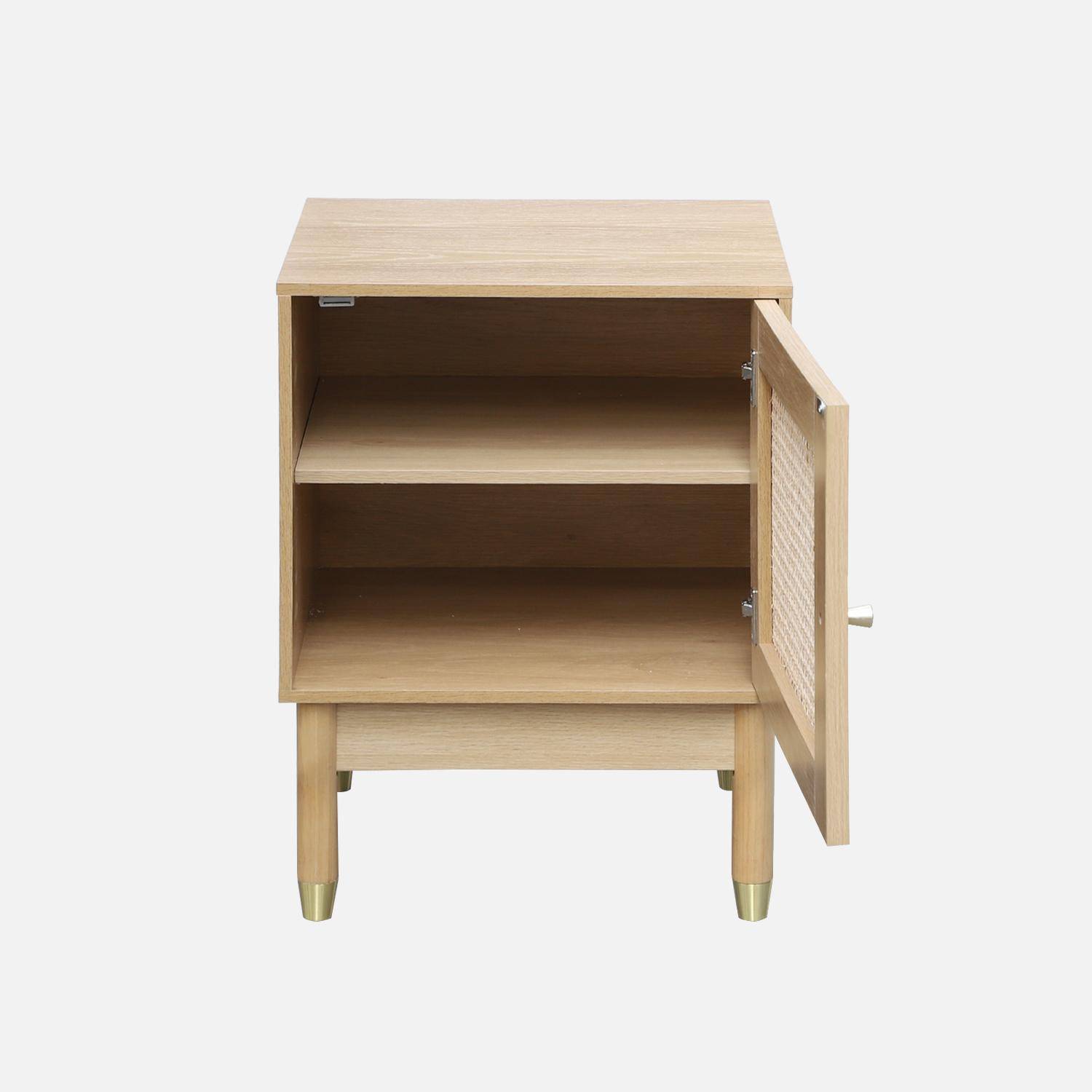 Mesita de madera y caña 1 puerta , set de 2, Judith, Natural, 45x40x60 cm Photo4