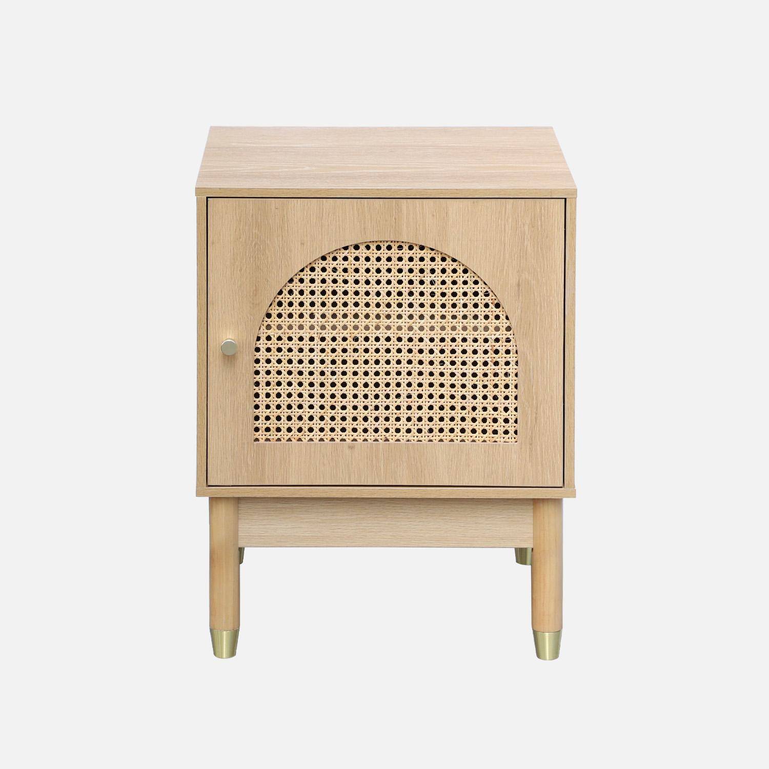 Mesita de madera y caña 1 puerta , set de 2, Judith, Natural, 45x40x60 cm,sweeek,Photo3