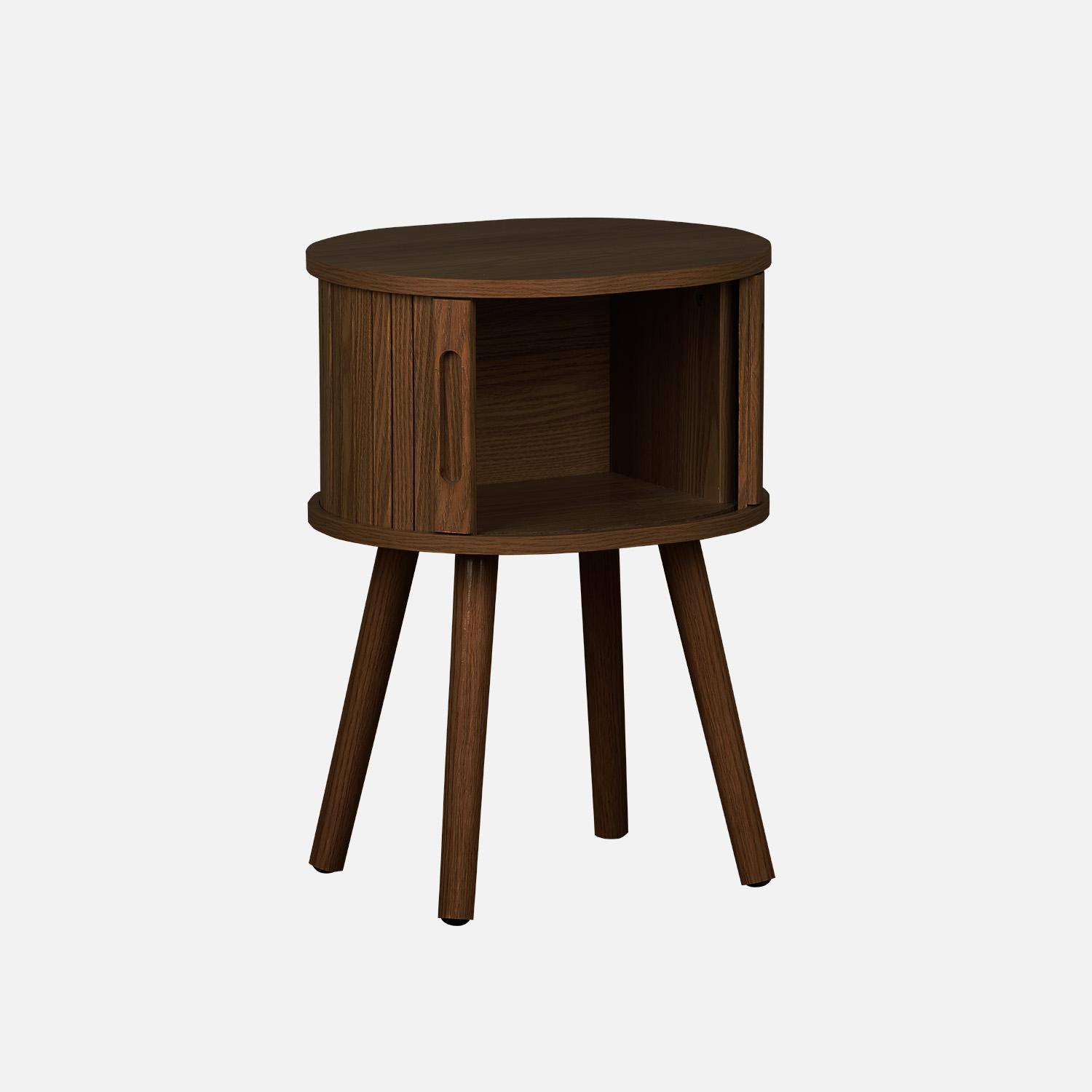 Mesa de cabeceira escandinava com 2 portas deslizantes, set de 2, Legacy, Madeira de nogueira, 40x34x54.8 cm,sweeek,Photo4