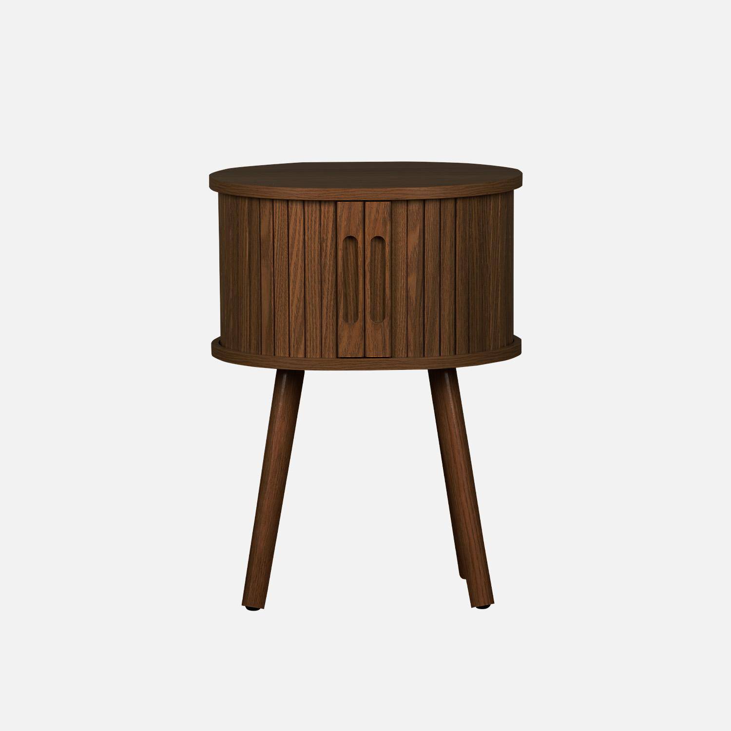 Mesa de cabeceira escandinava com 2 portas deslizantes, set de 2, Legacy, Madeira de nogueira, 40x34x54.8 cm,sweeek,Photo3
