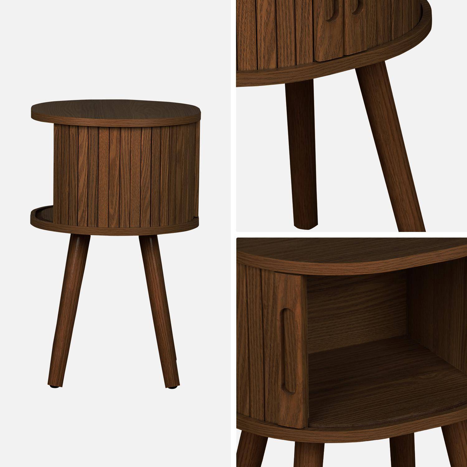 Mesa de cabeceira escandinava com 2 portas deslizantes, set de 2, Legacy, Madeira de nogueira, 40x34x54.8 cm,sweeek,Photo5