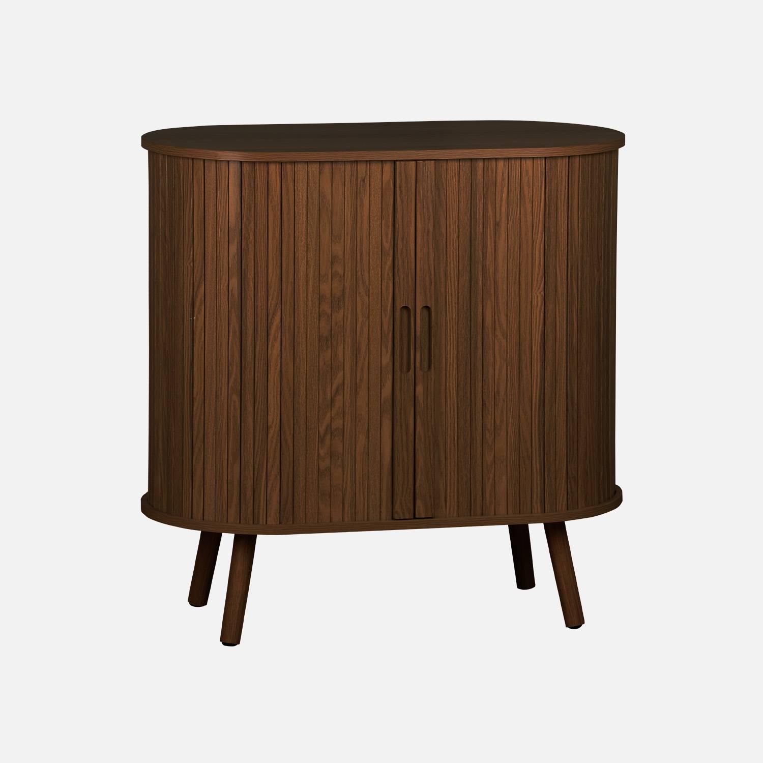 Buffet escandinavo efecto madera ranurada 2 puertas correderas 80cm, Madera de nogal