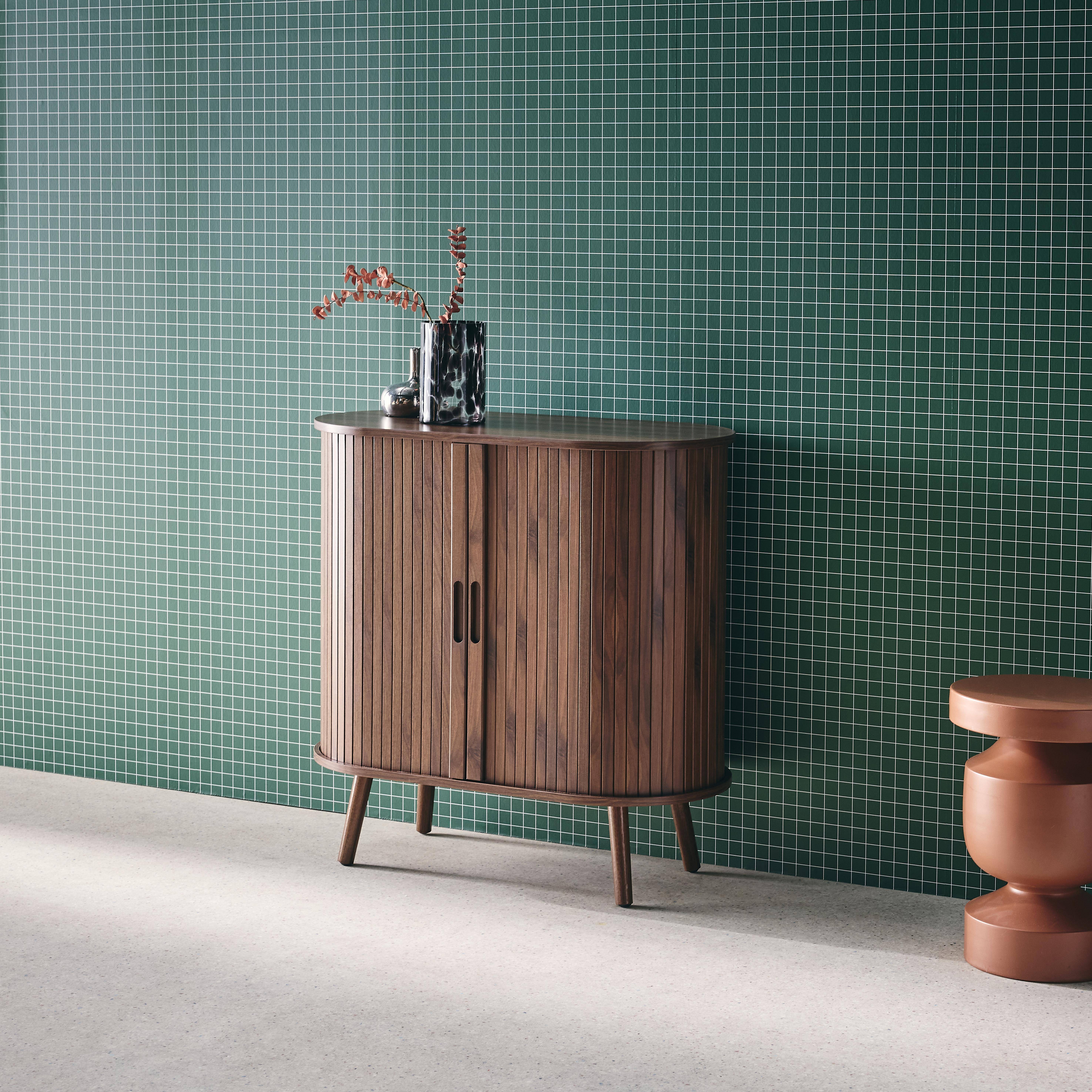 Kredens z 2 przesuwanymi drzwiami i półką, kolor ciemnego drewna, szer. 80 x gł. 40 x wys. 80 cm Photo3