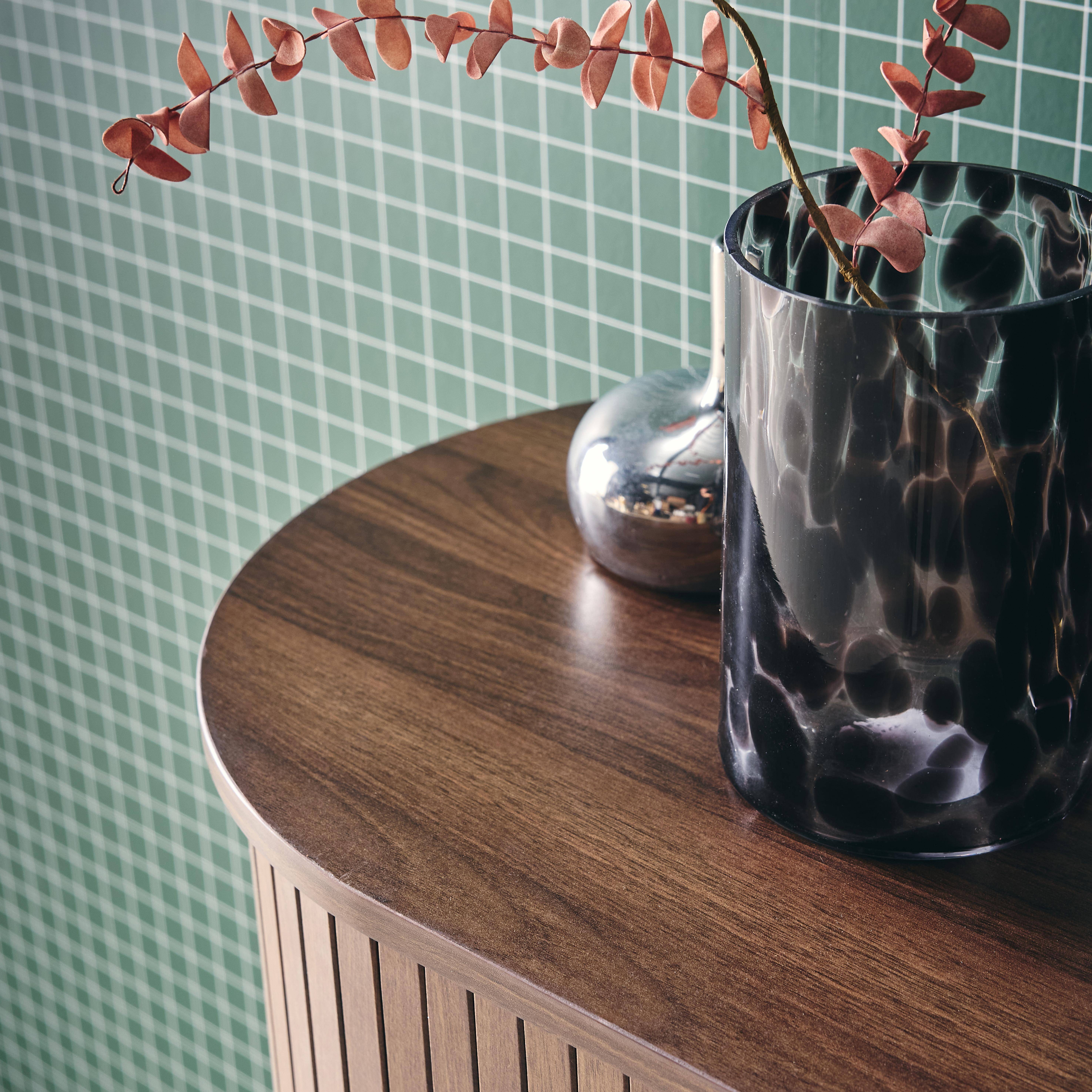 Kredens z 2 przesuwanymi drzwiami i półką, kolor ciemnego drewna, szer. 80 x gł. 40 x wys. 80 cm Photo4