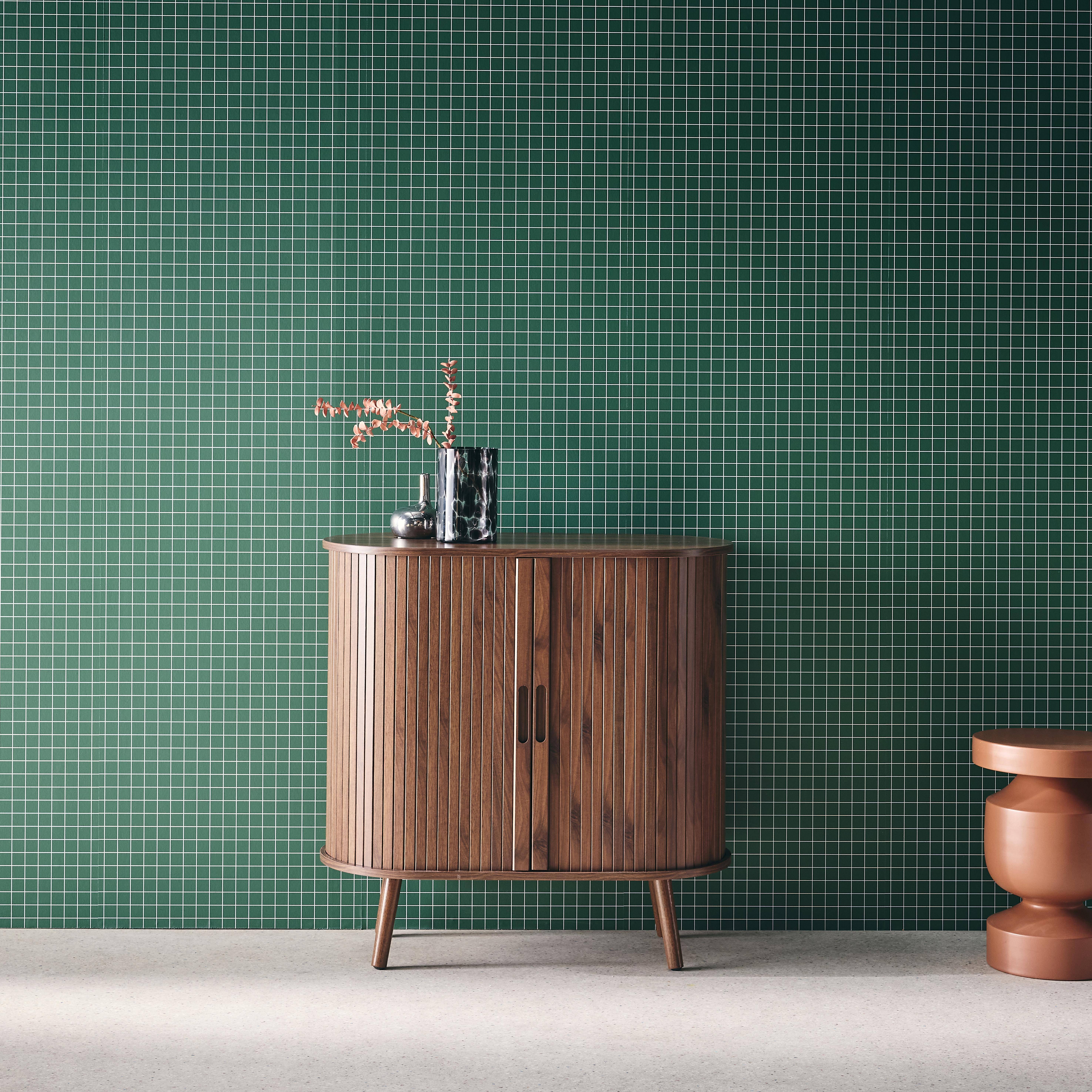 Kredens z 2 przesuwanymi drzwiami i półką, kolor ciemnego drewna, szer. 80 x gł. 40 x wys. 80 cm Photo2