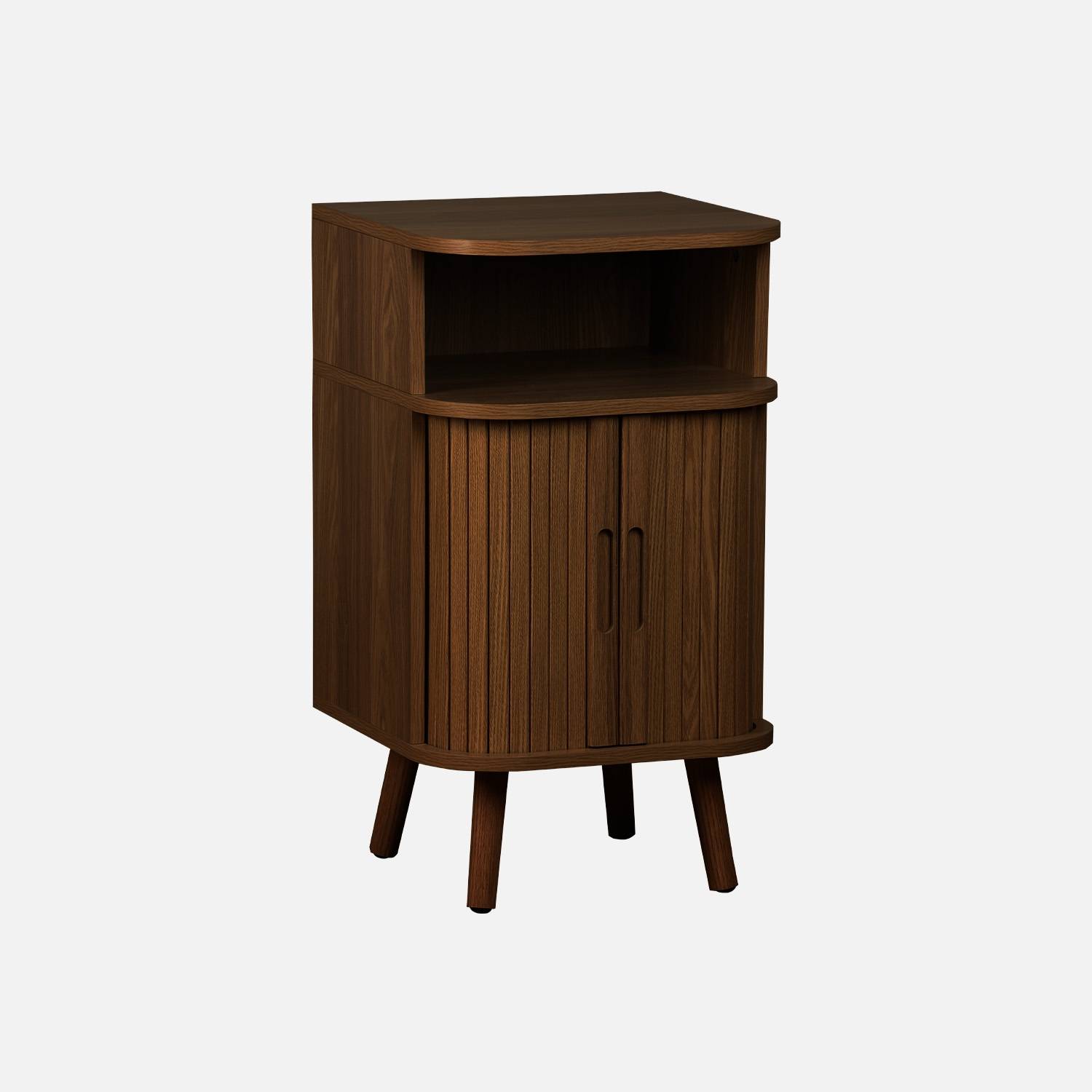 Mesita escandinava decor madera 2 puertas correderas, Madera de nogal