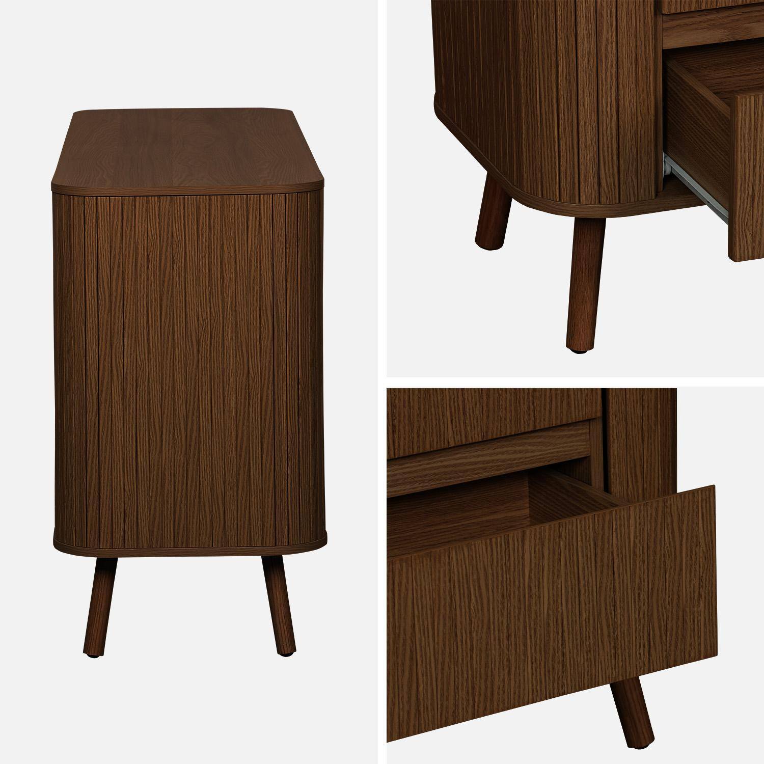 Cómoda decoración estriada 6 cajones, Legacy, Madera de nogal, 150x45x80 cm,sweeek,Photo4