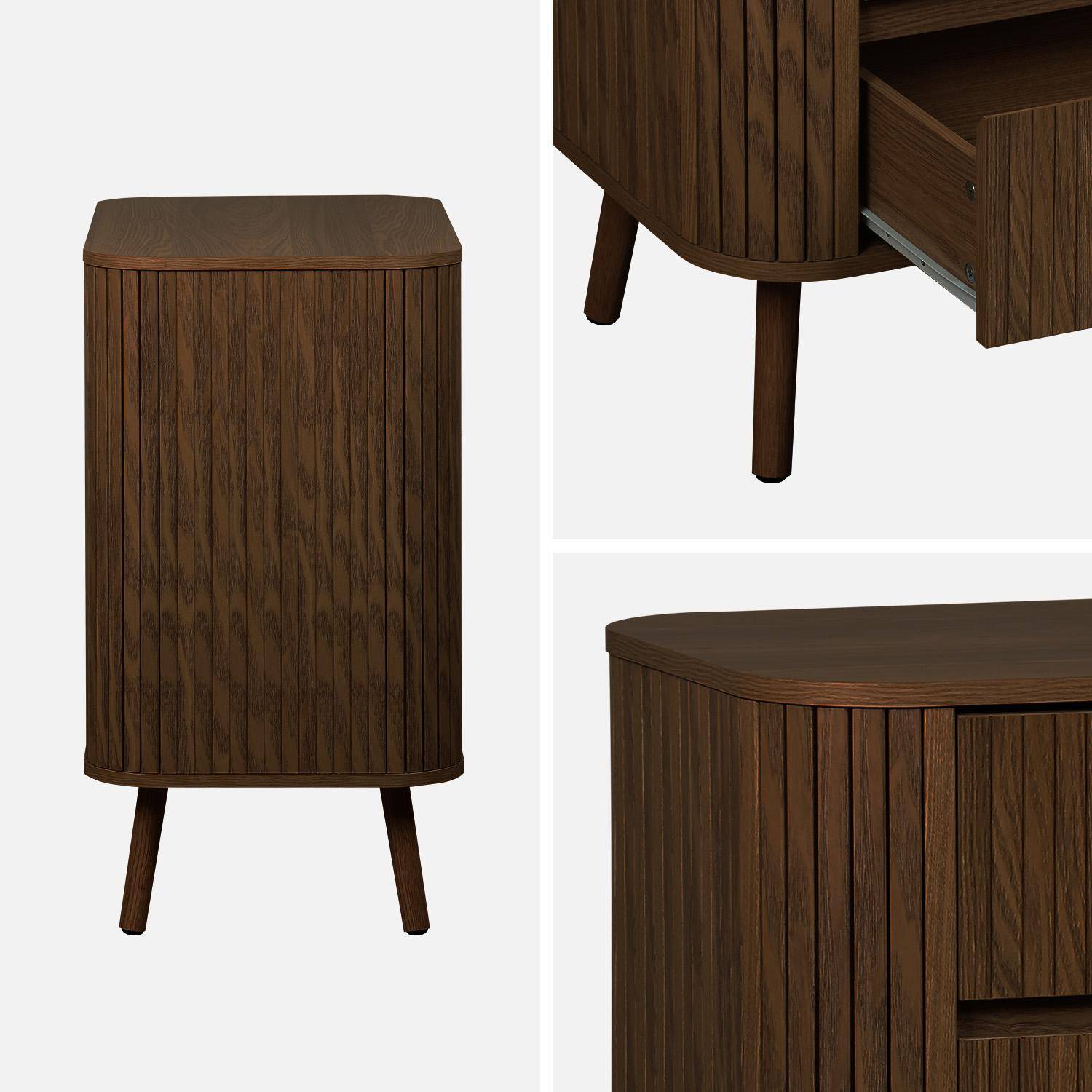3-drawer chest of drawers, striated walnut decor, L 80 x D 45 x H 80 cm Photo4