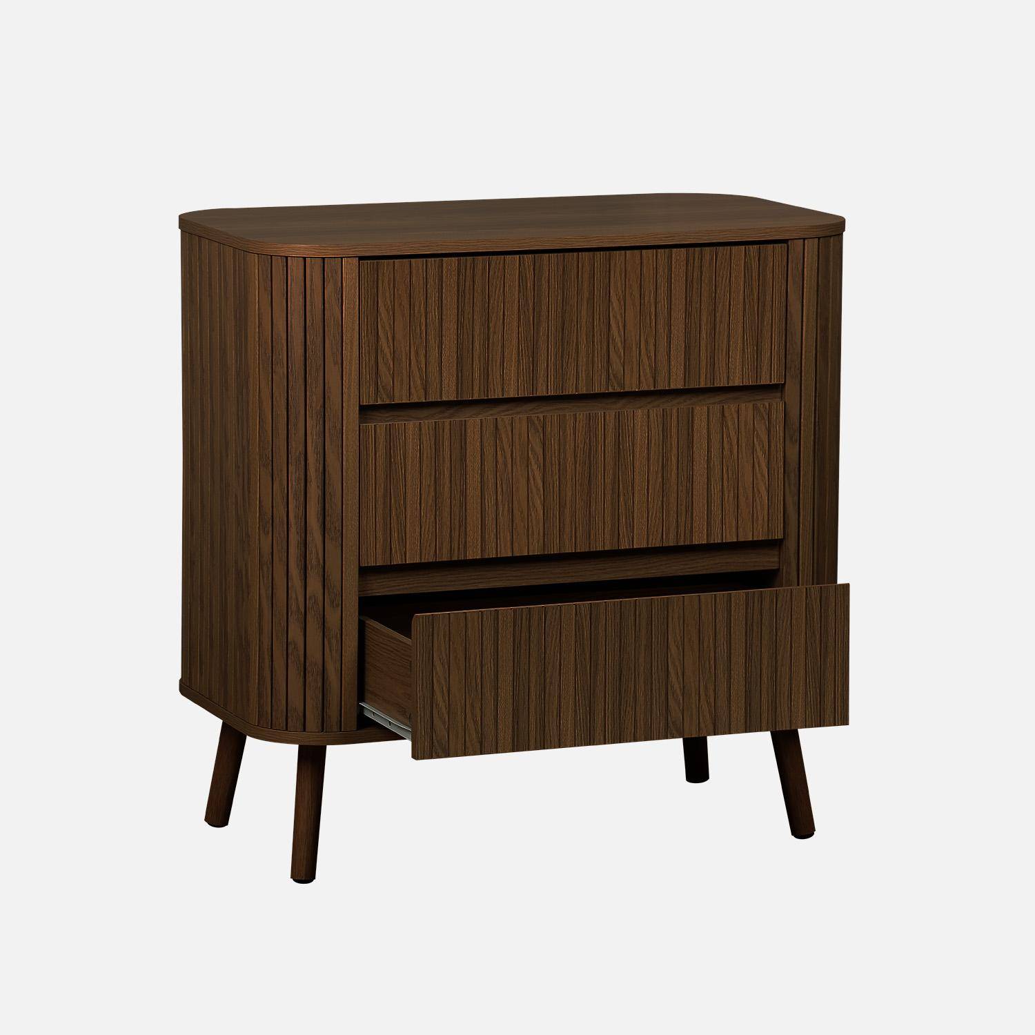 3-drawer chest of drawers, striated walnut decor, L 80 x D 45 x H 80 cm Photo3