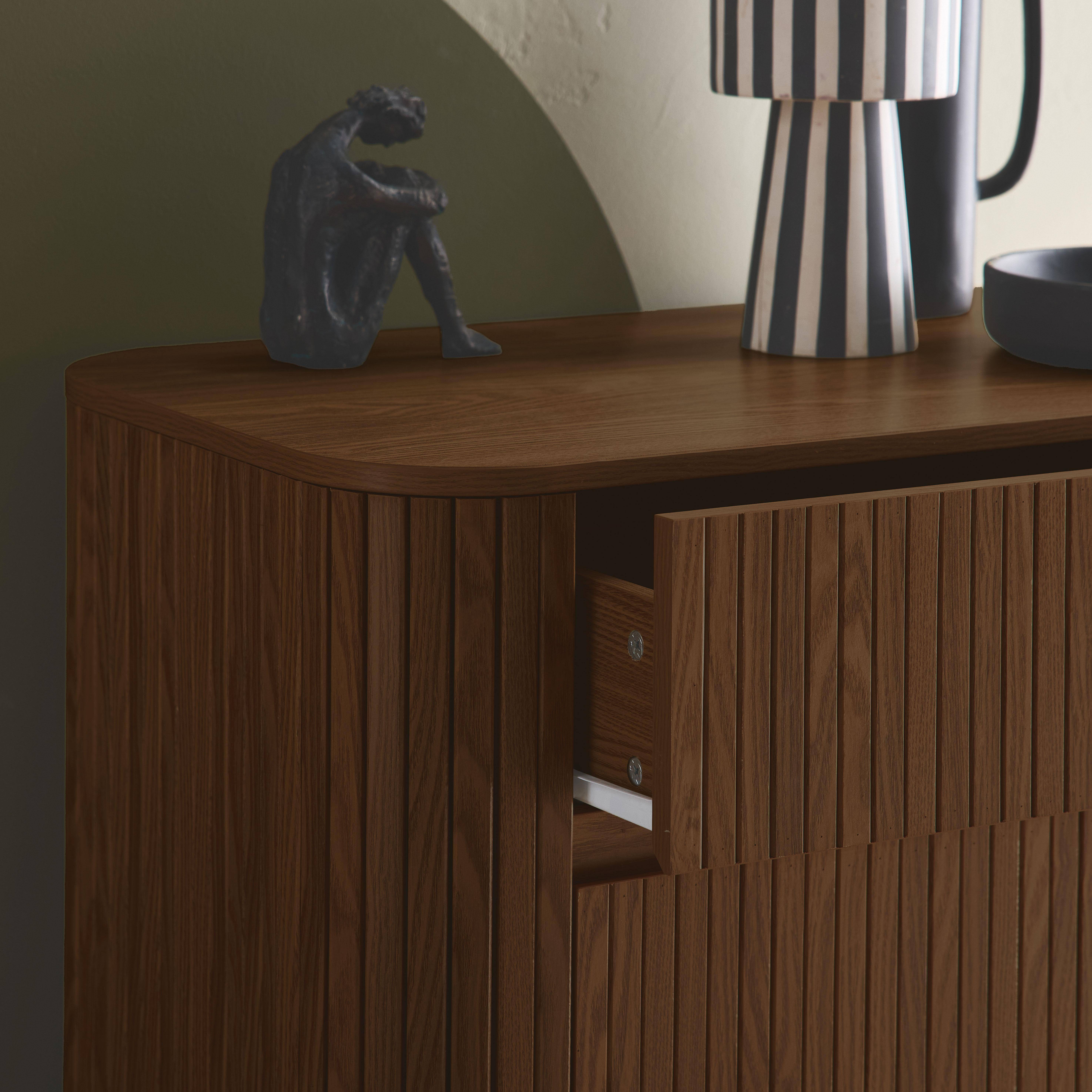 Kommode mit 4 Schubladen,  geriffelt mit Holzoptik, nussbaumfarben, B 80x T 45 H 100 cm - Legacy Photo2