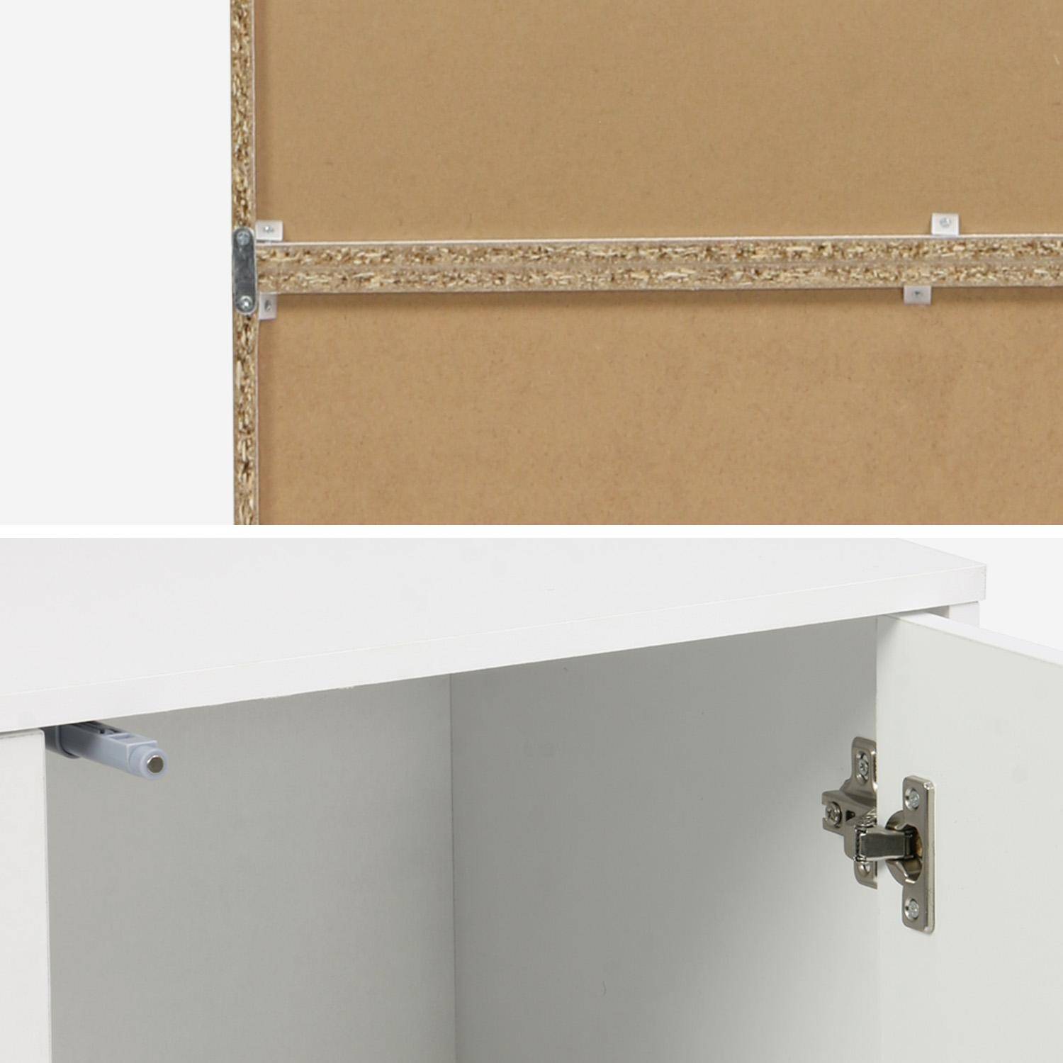 Modulares Regal weißes Holzdekor 3 Elemente - 2 Türen 6 offene Fächer  B 70 x T 35 x H 210 cm - Kompo,sweeek,Photo5