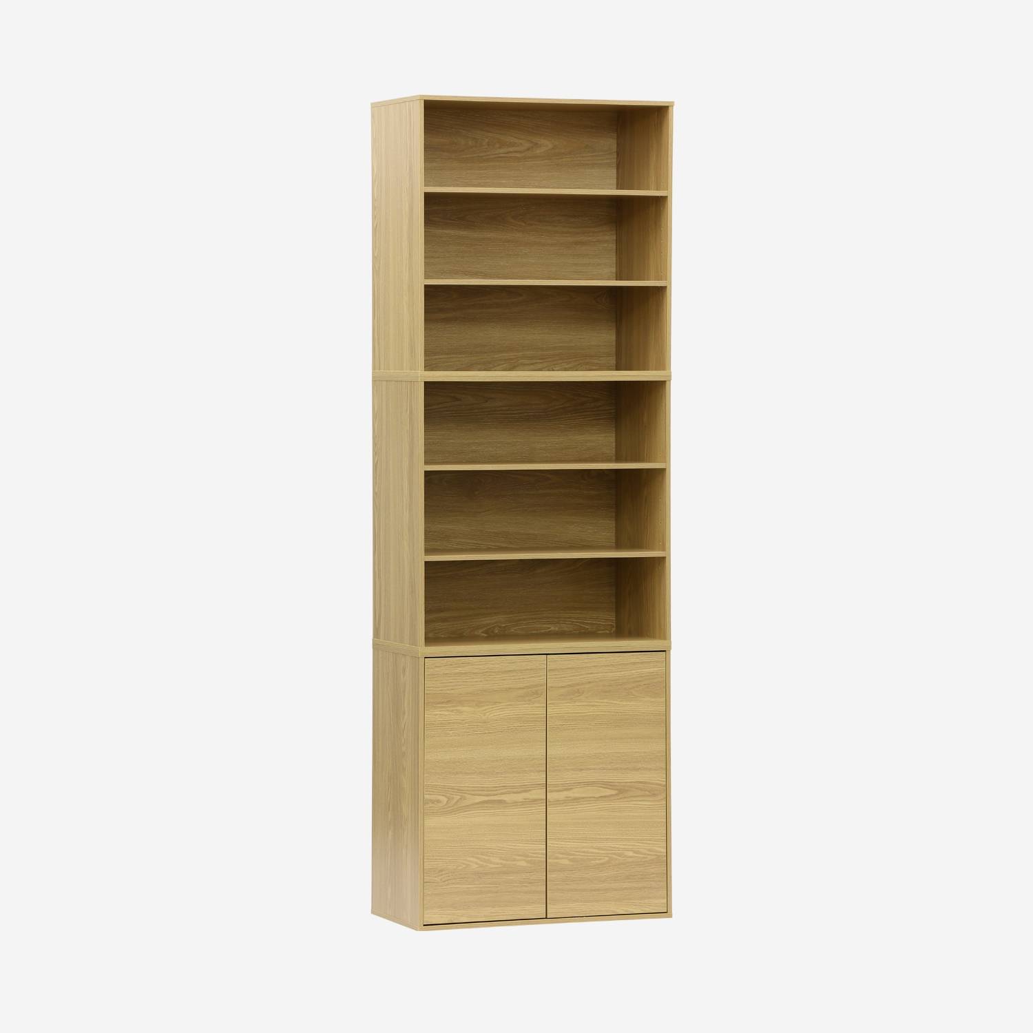 Kit modules décor bois chêne 3 éléments - 2 portes 5 étagères