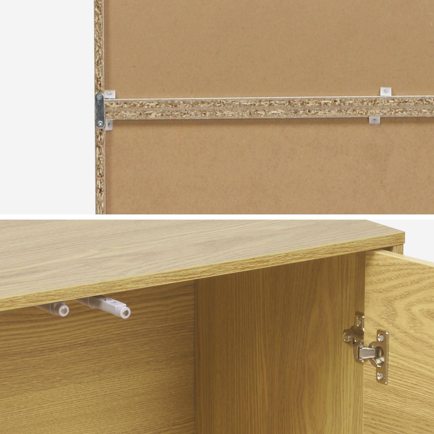 Modulares Regal eichenfarbenes Holzdekor 3 Elemente - 2 Türen 6 offene Fächer  B 70 x T 35 x H 210 cm - Kompo,sweeek,Photo7