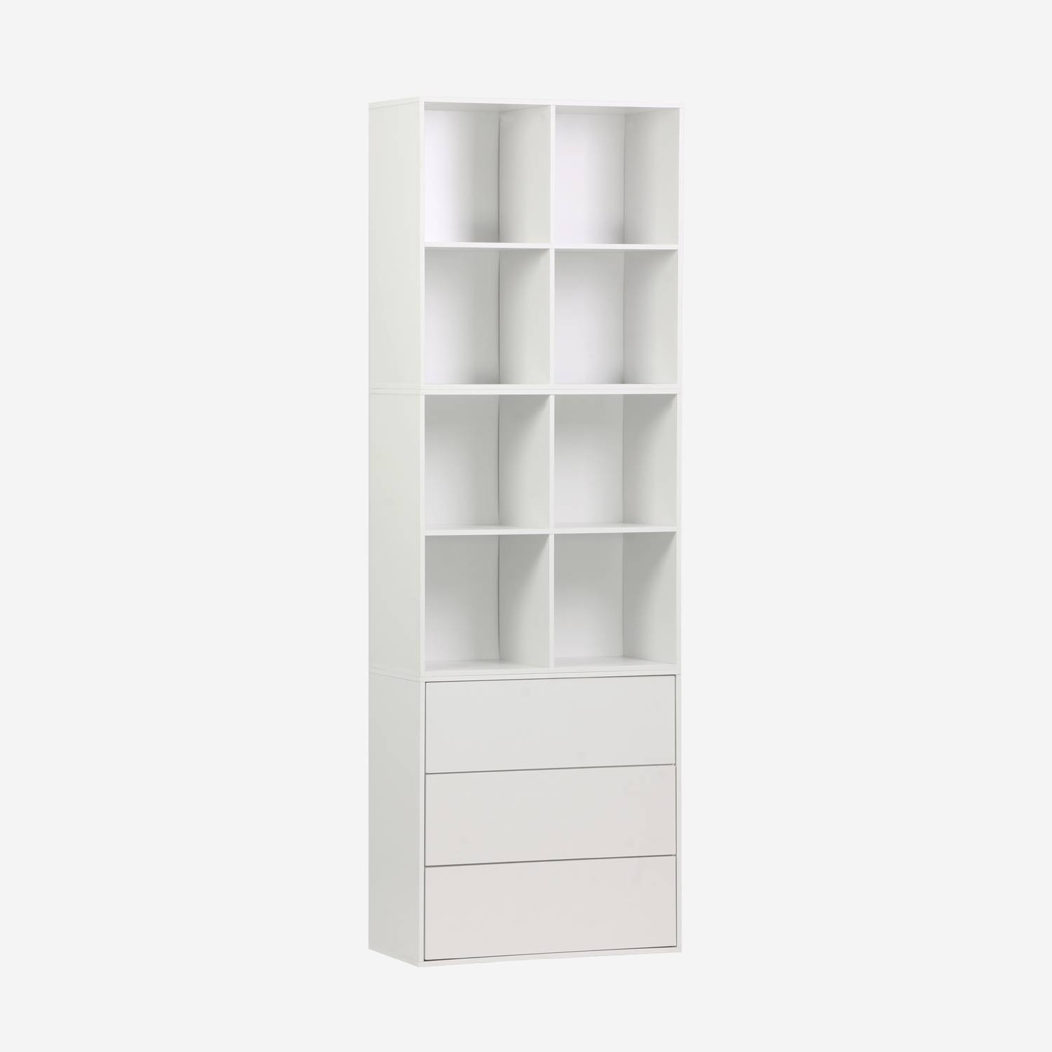 Kit modules décor bois blanc 3 éléments - 3 tiroirs 8 niches