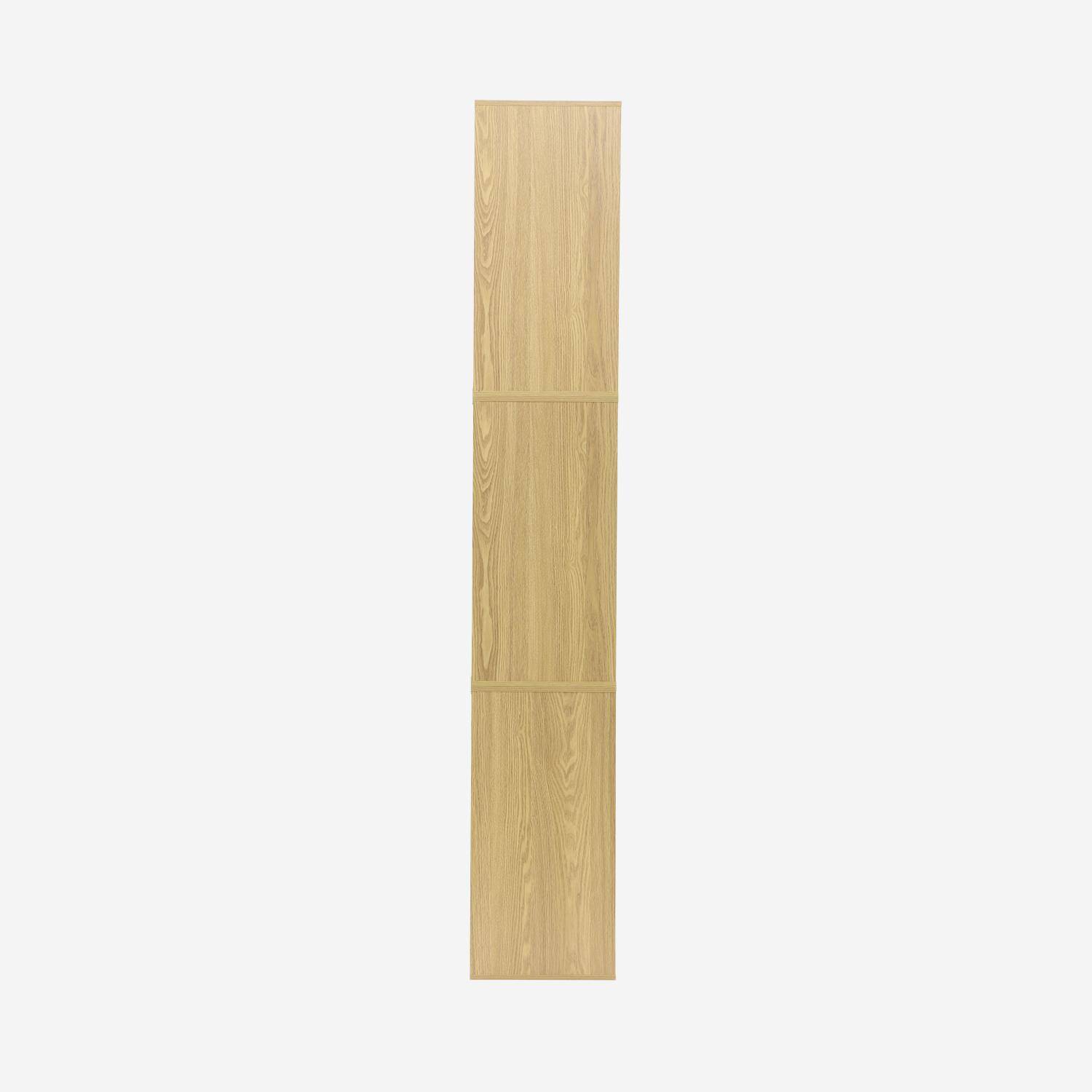 Shelf, modular bookcase with oak wood decor, 3 elements, 3 drawers, 8 niches, L 70 x P 35 x H 210cm, Kompo,sweeek,Photo6
