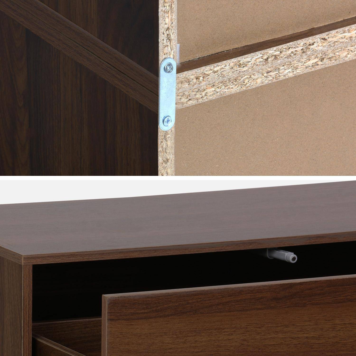 Modulares Regal nussbaumfarbenes Holzdekor 3 Elemente - 3 Schubladen 8 Fächer  B 70 x T 35 x H 210cm - Kompo,sweeek,Photo7