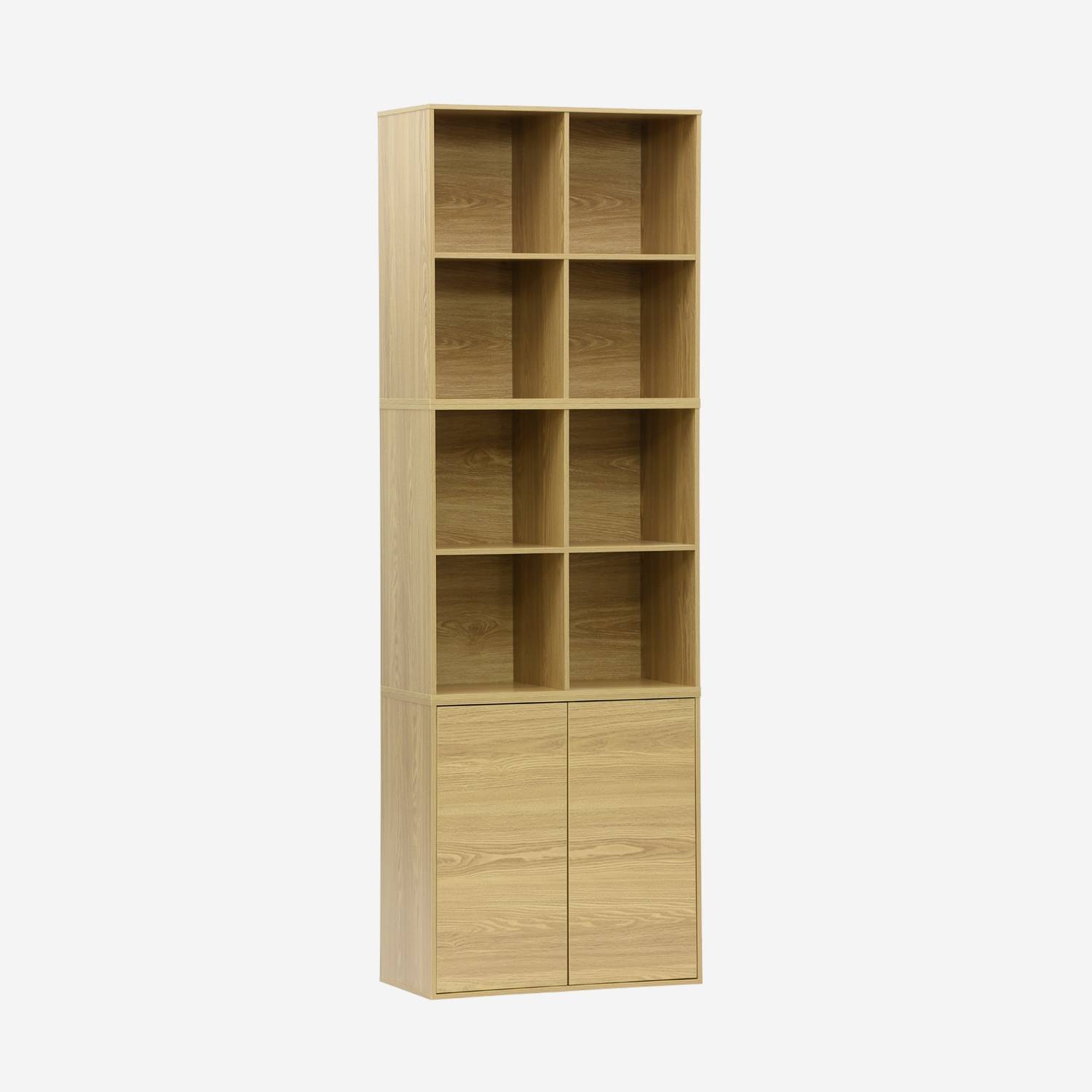 Kit modules décor bois chêne 3 éléments - 2 portes 8 niches